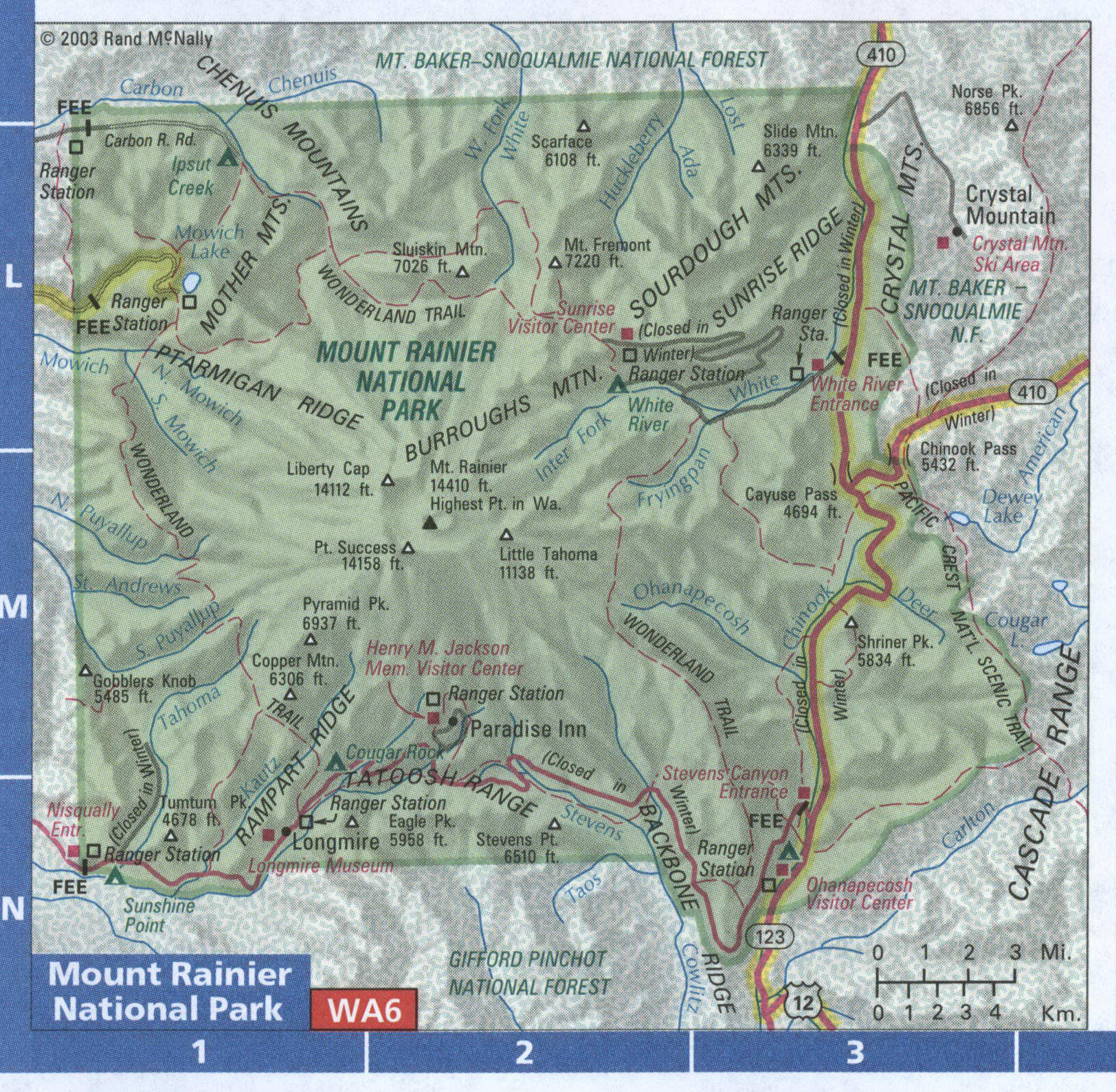 Map of Mount Rainer National Park
