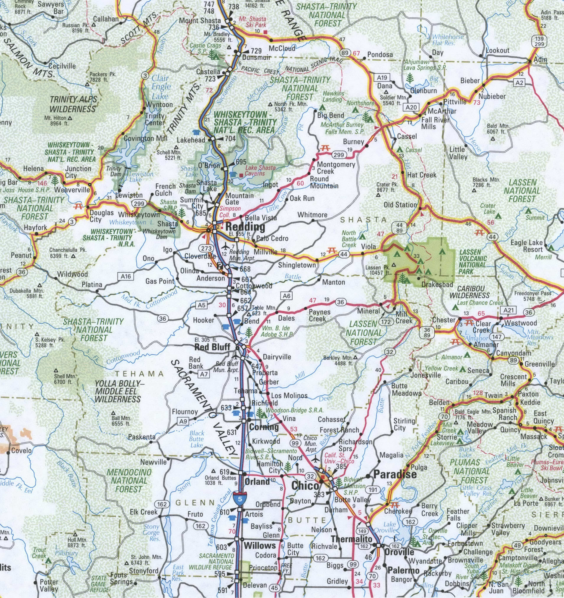 California - Northern Sacramento valley map