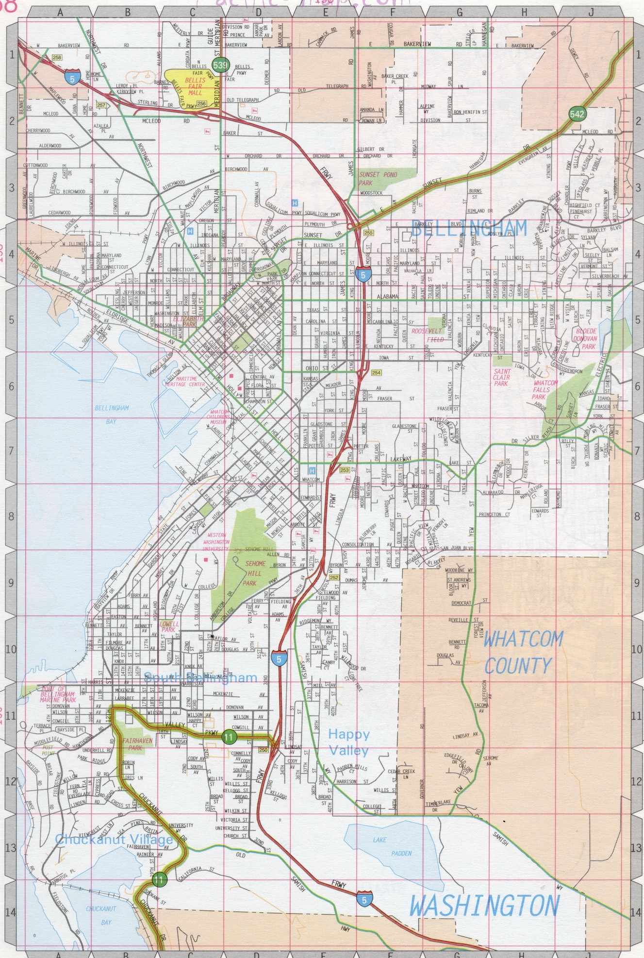 map Bellingham city WA 