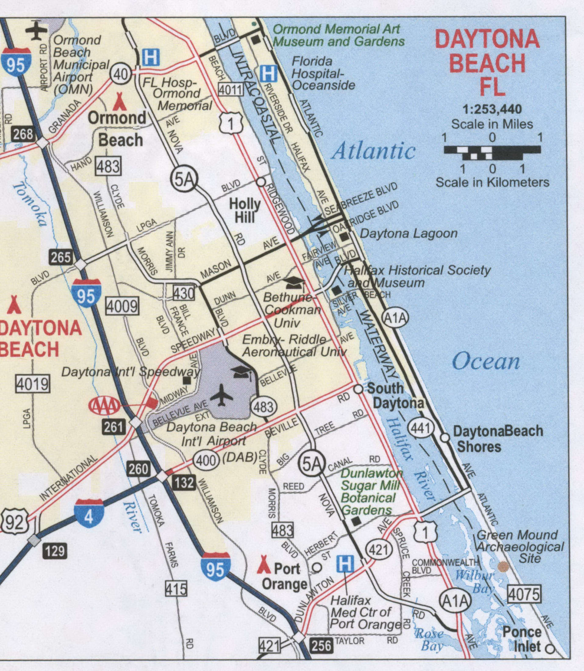 Daytona Beach FL road map