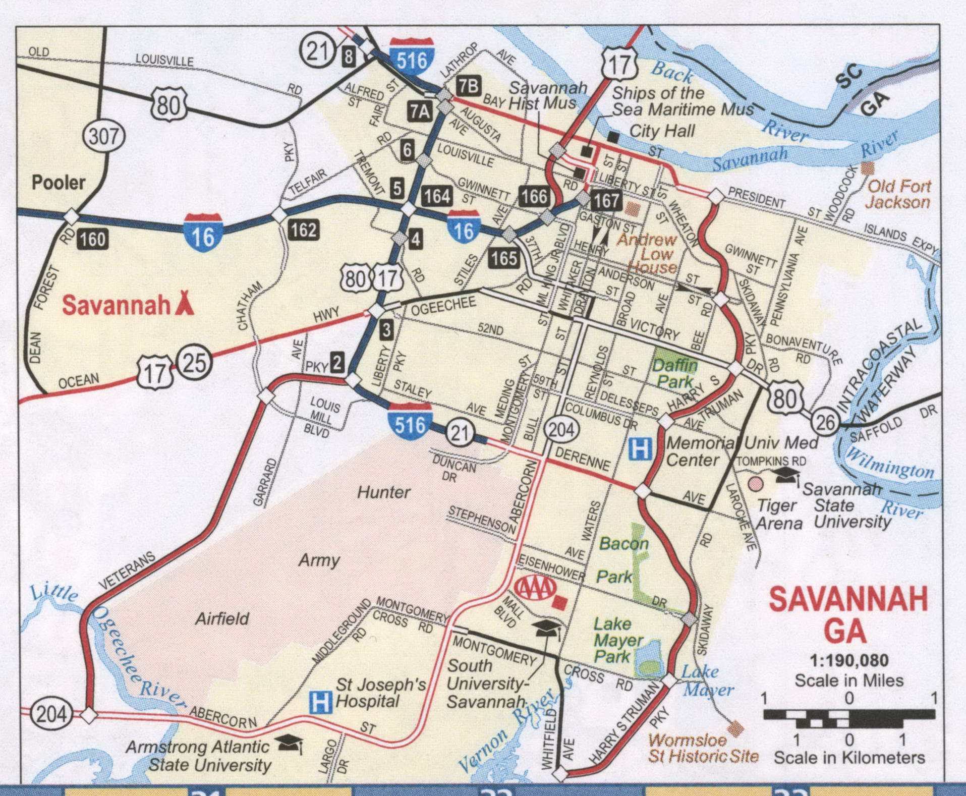 Savannah GA road map