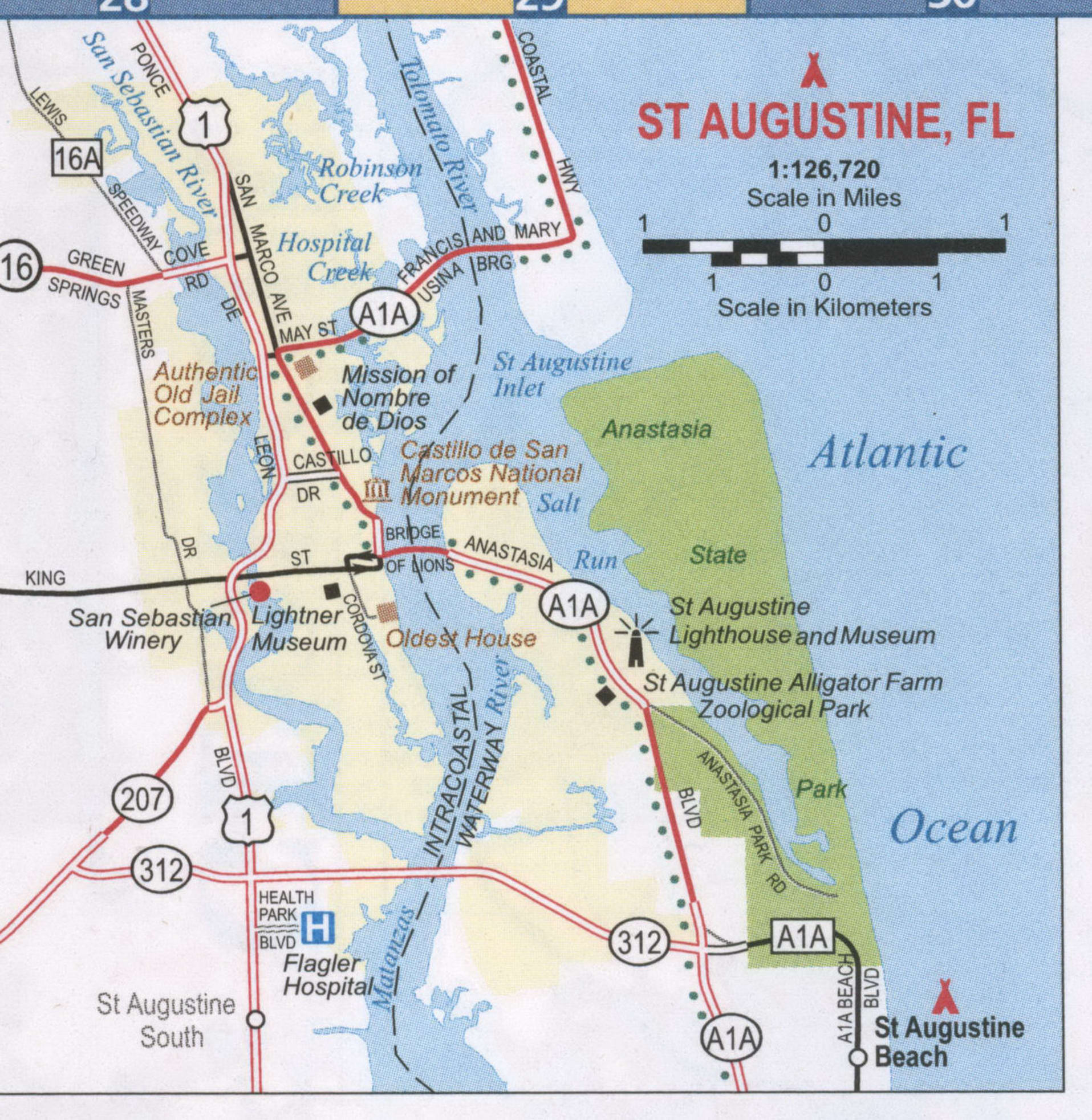 St Augustine FL road map