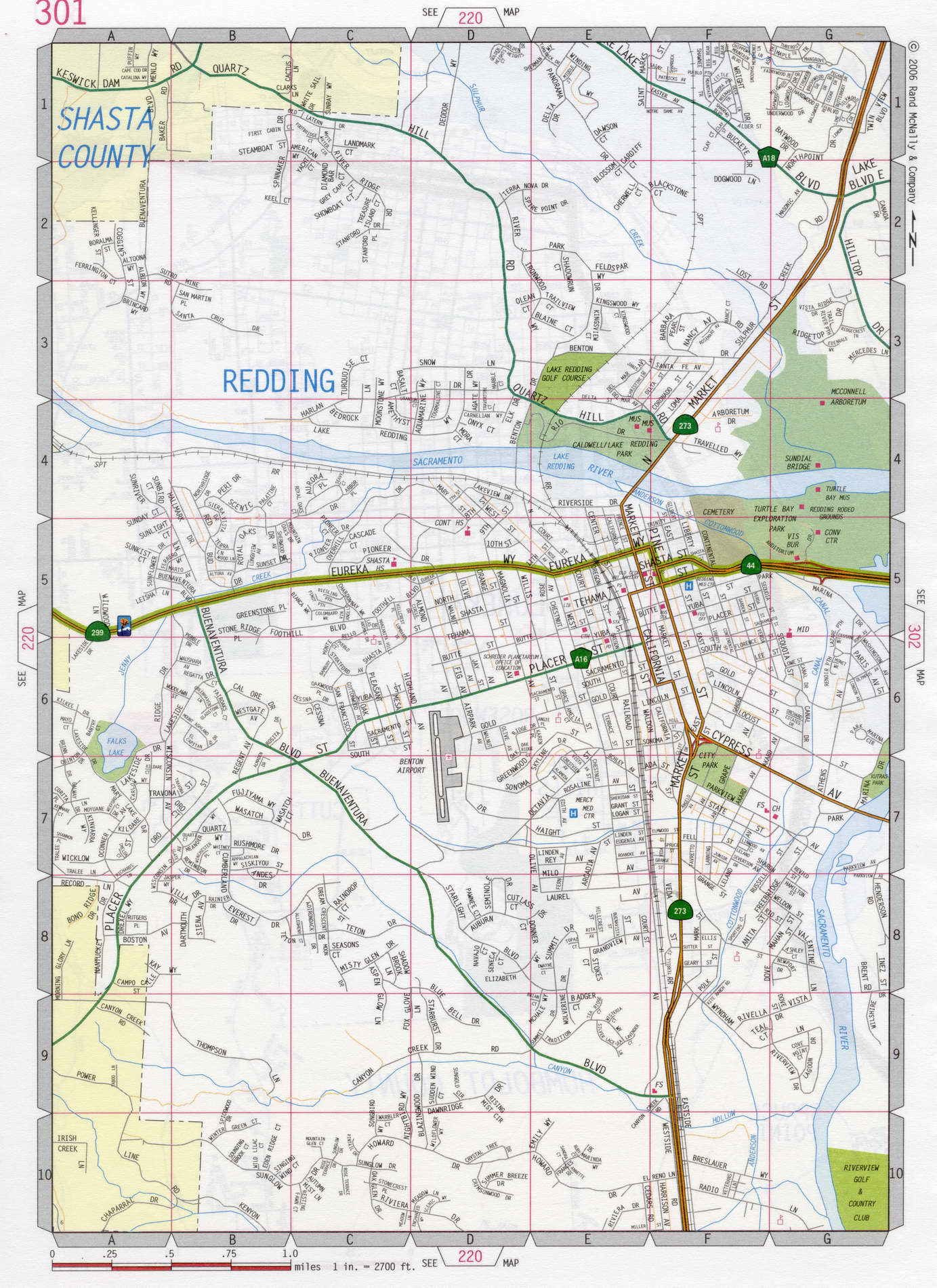 Redding city road map