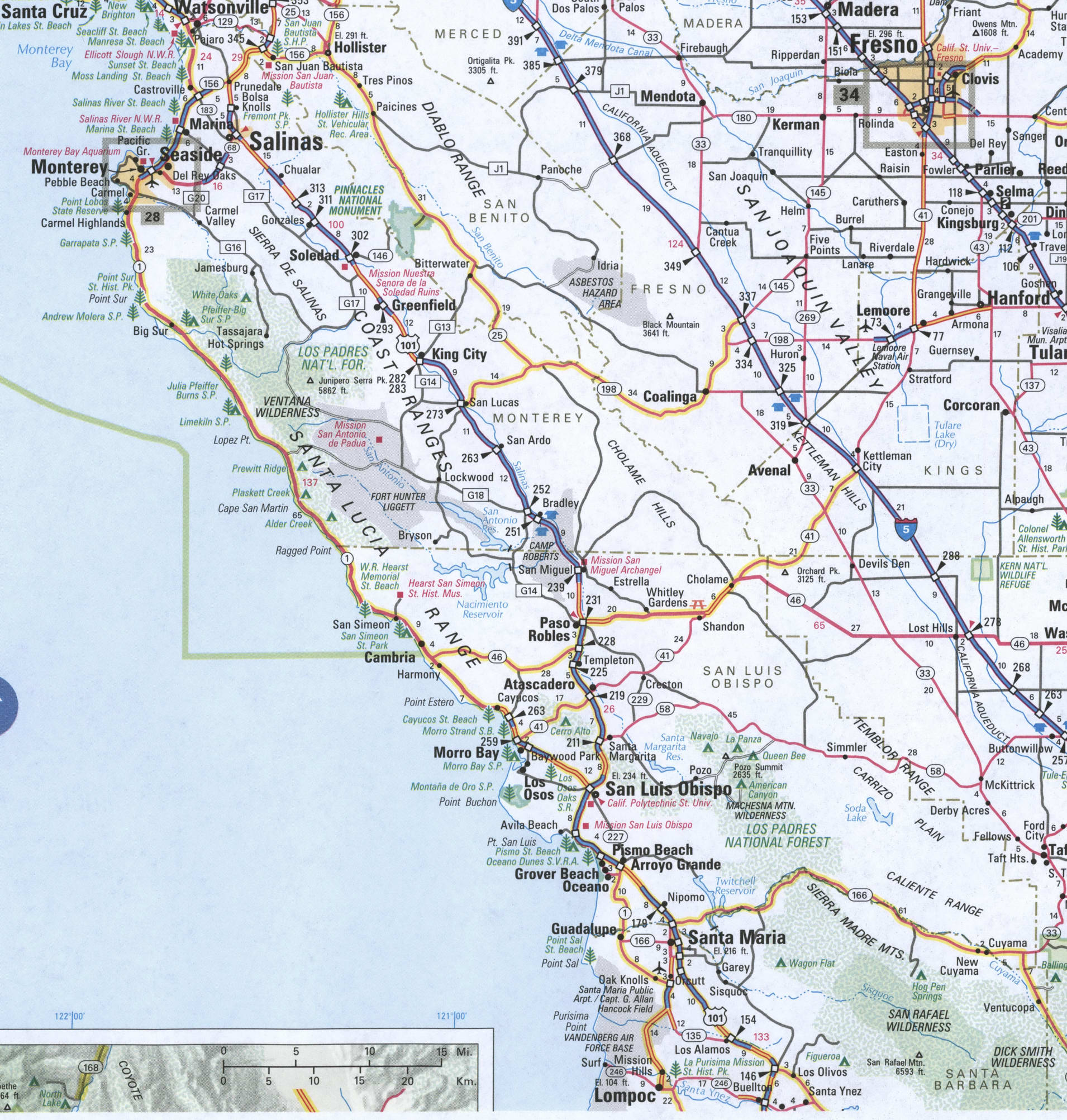 Central Coast region California map