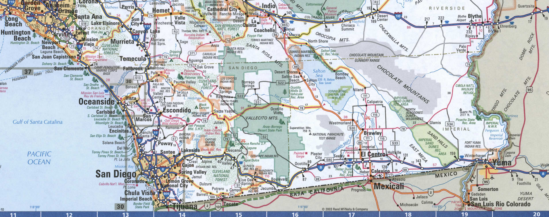Map Southern Border California