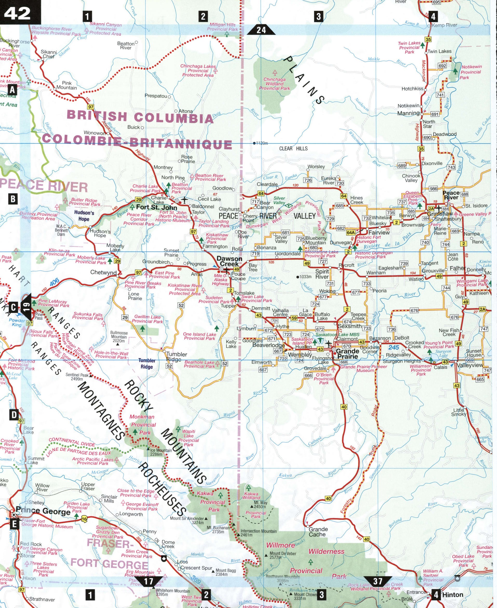Map border Alberta and BC 