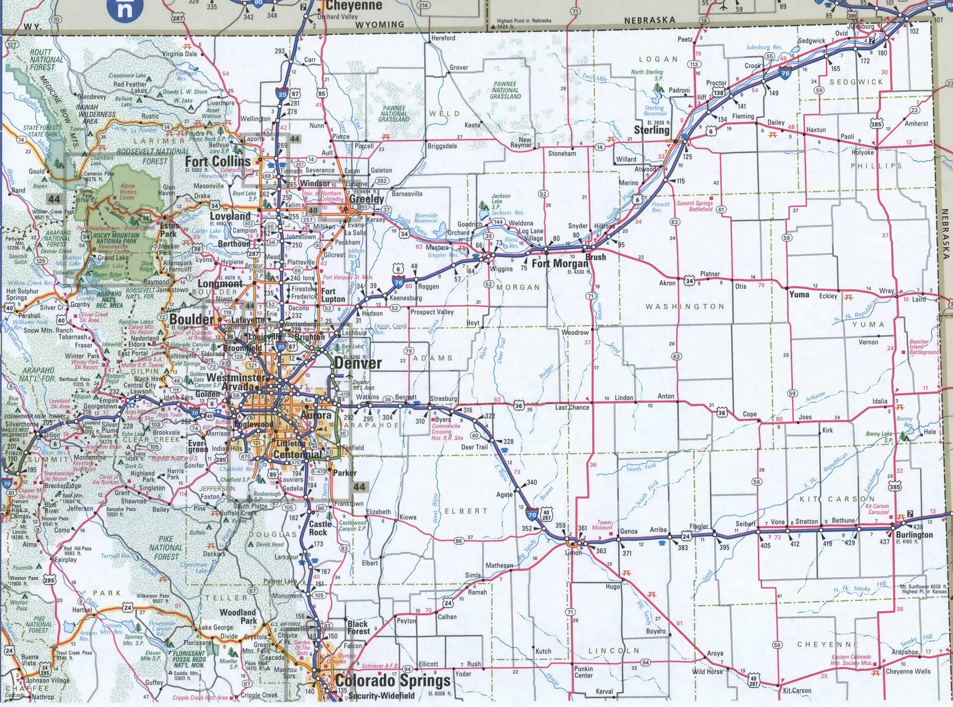 Colorado NorthEast map