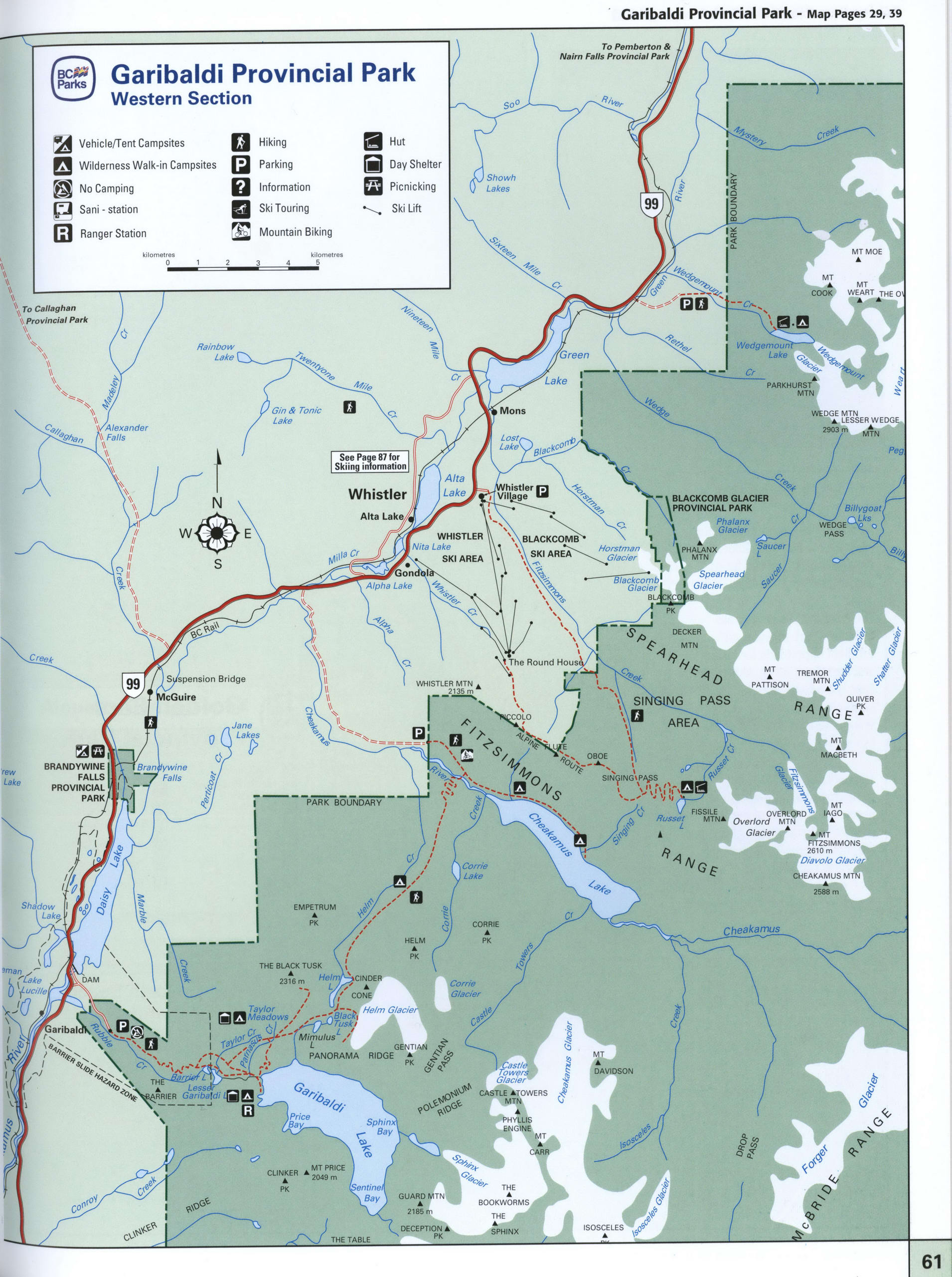 map of Garibaldi Provincial Park- western section