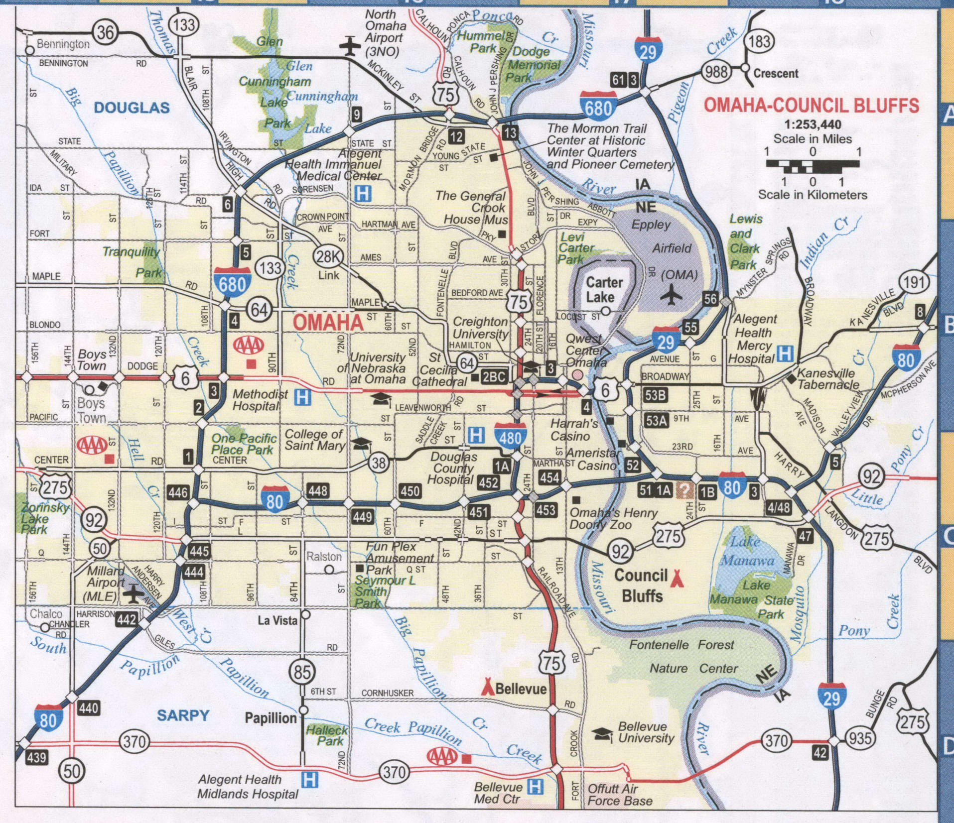 Omaha NE road map