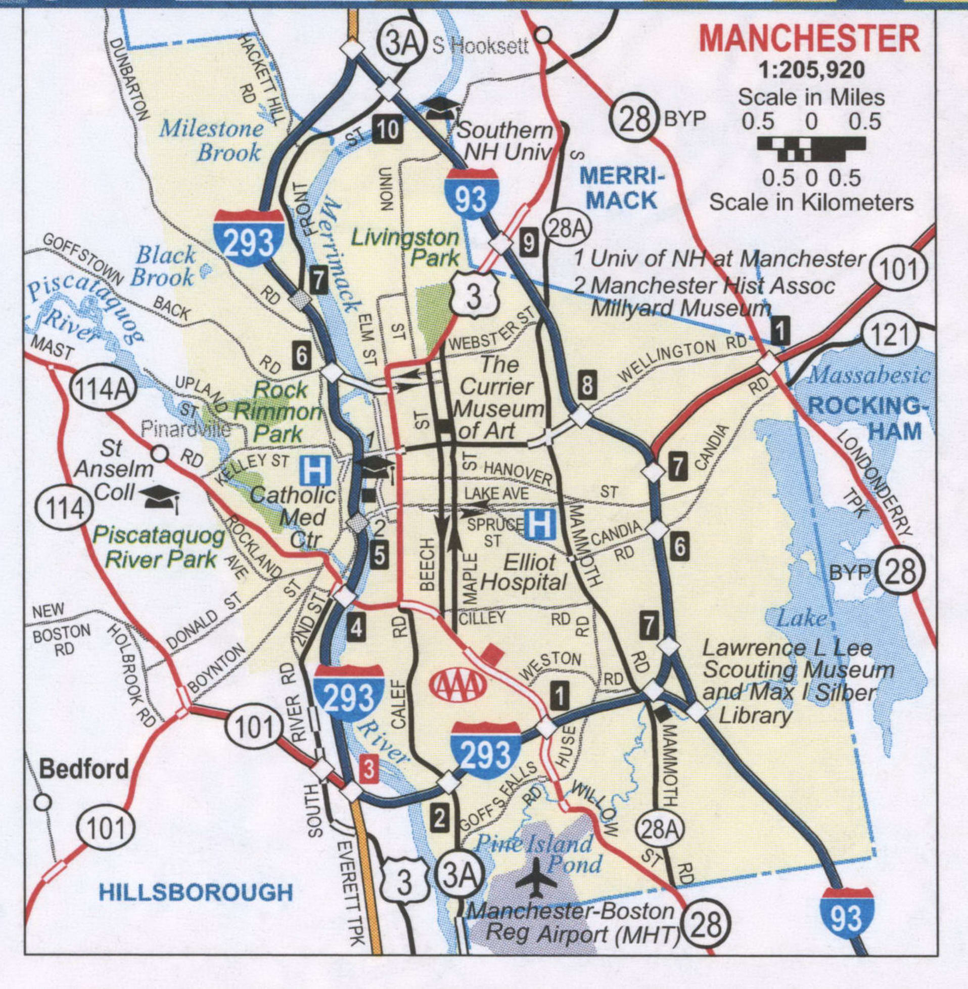 Manchester NH road map