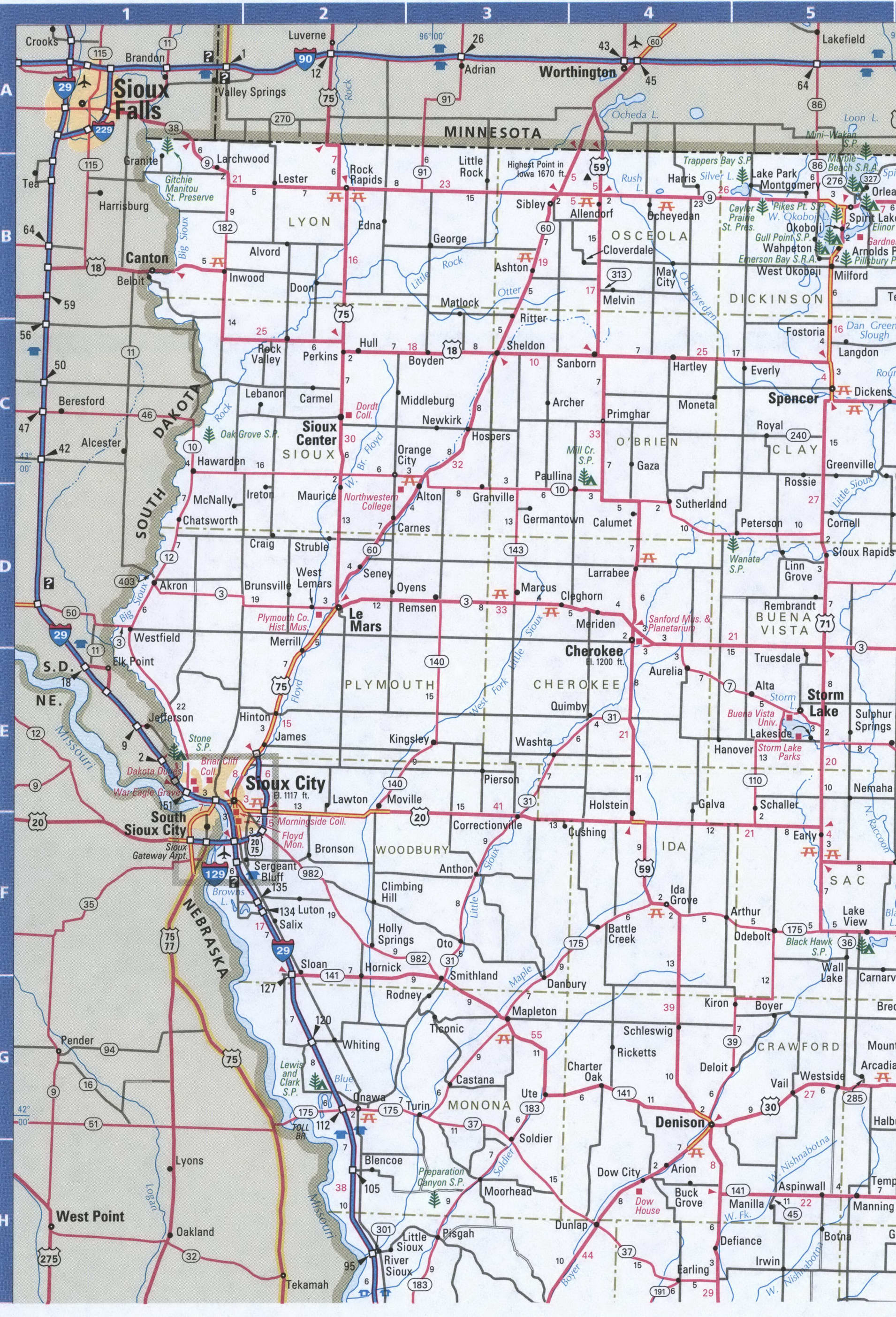 NorthWest Iowa map