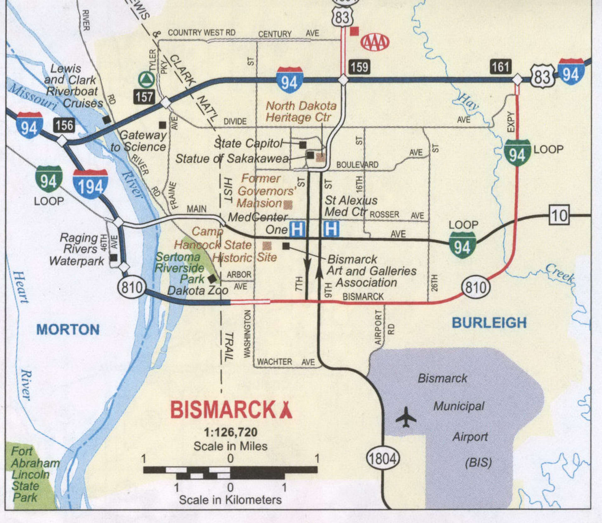 Bismarck ND road map