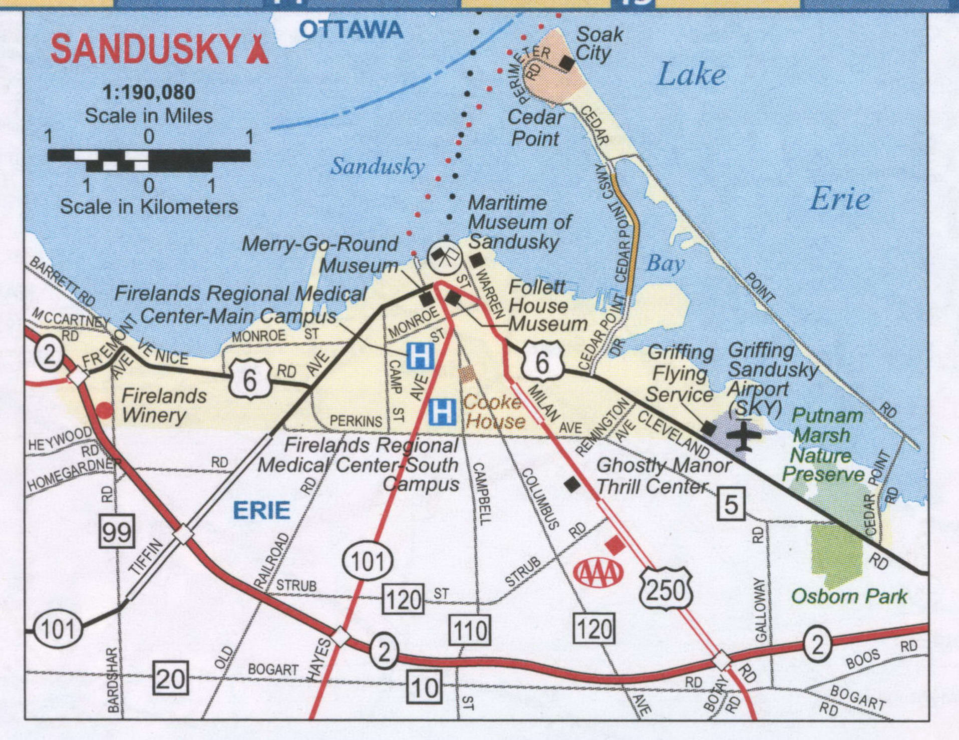 Sandusky OH road map