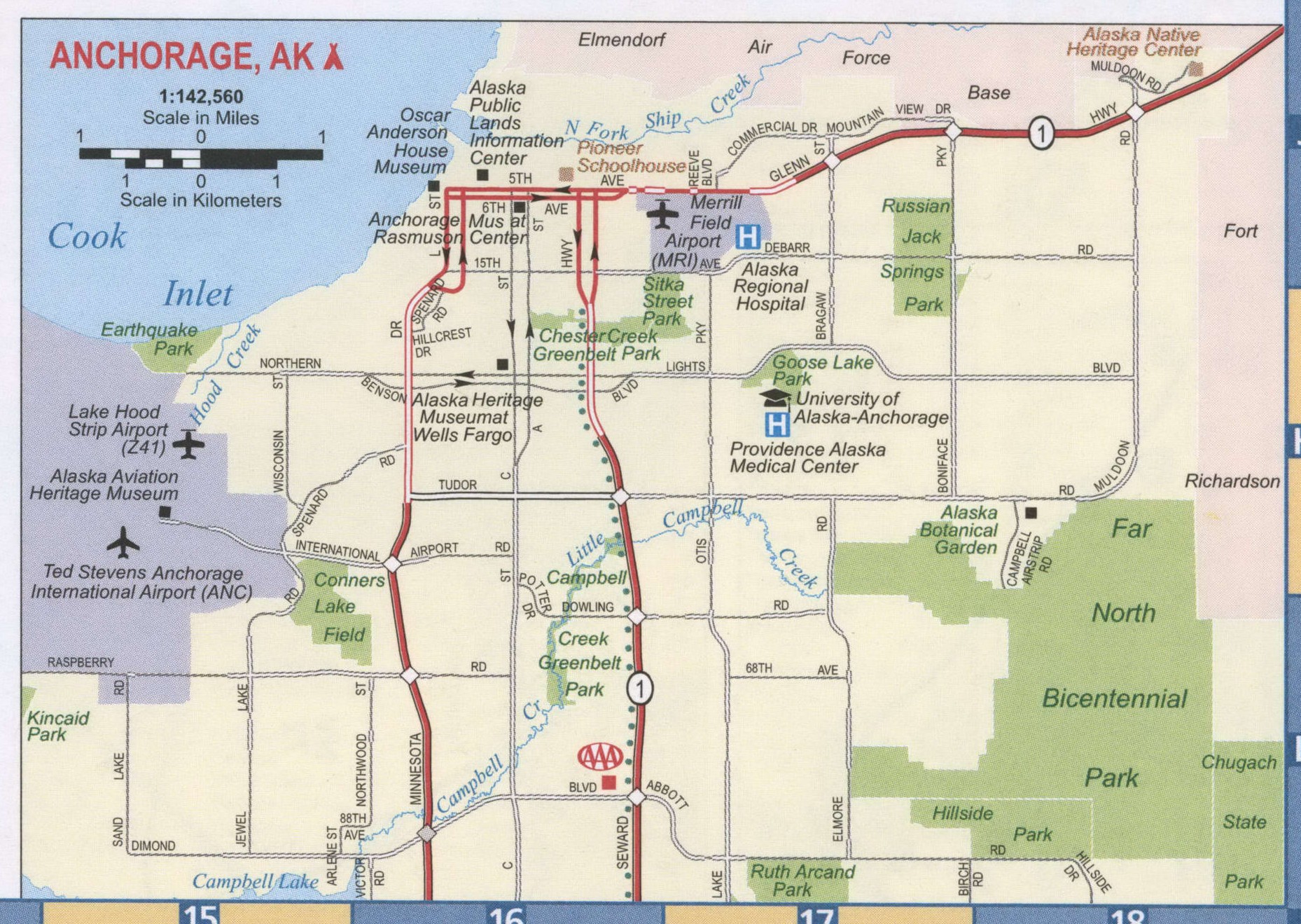 Anchorage AK road map