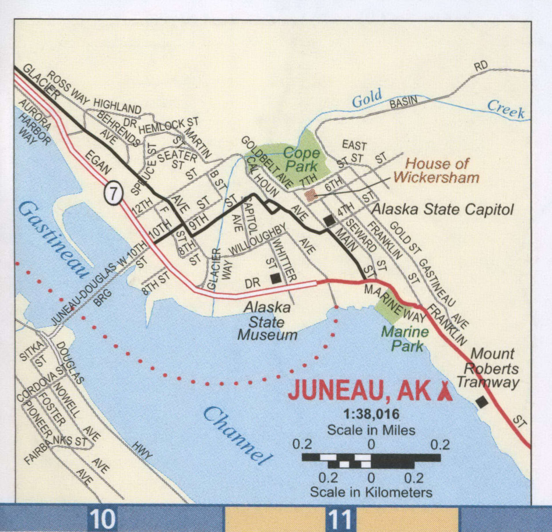 Juneau AK road map, free map highway Juneau city and surrounding area