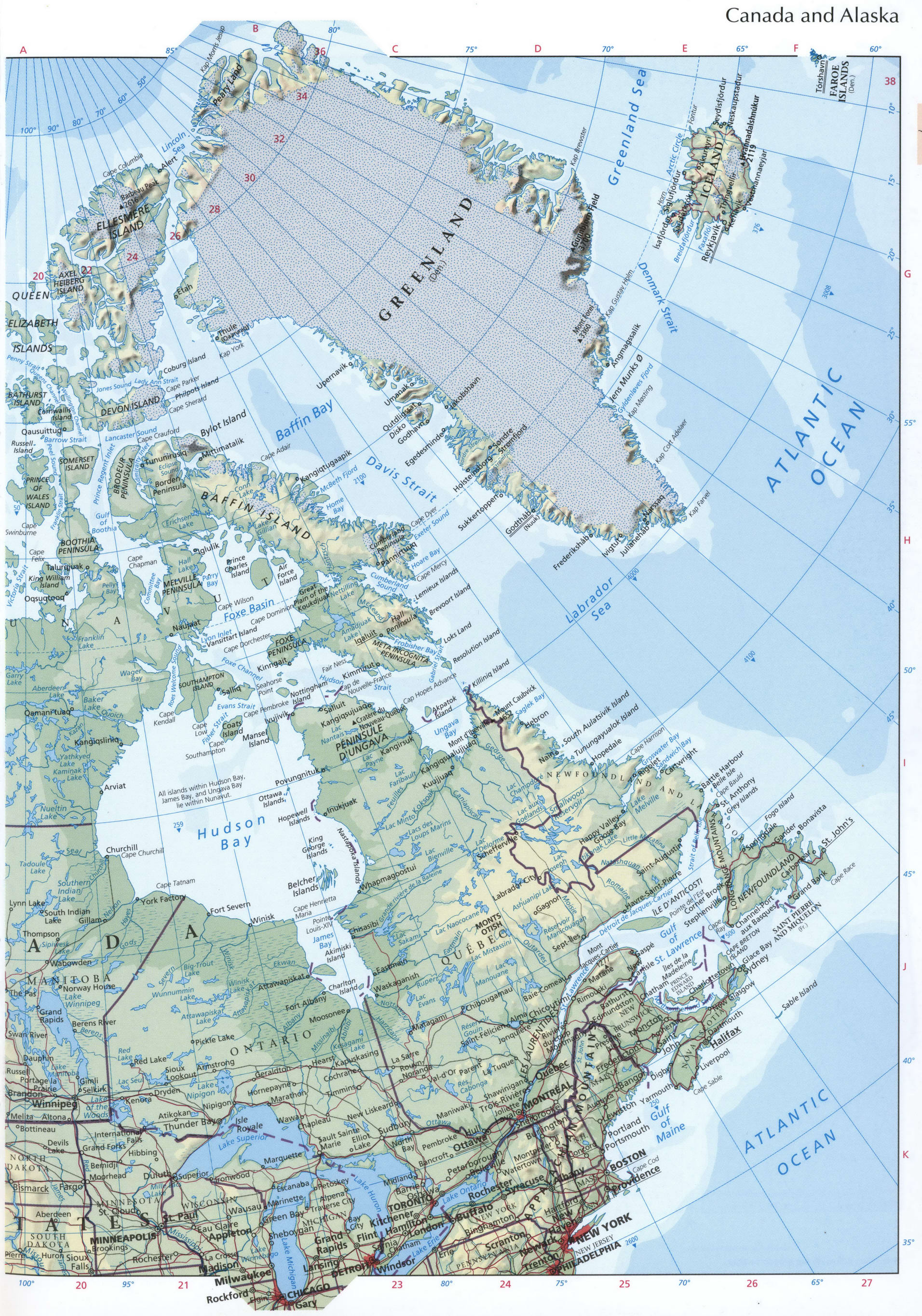 Map Eastern coast Canada