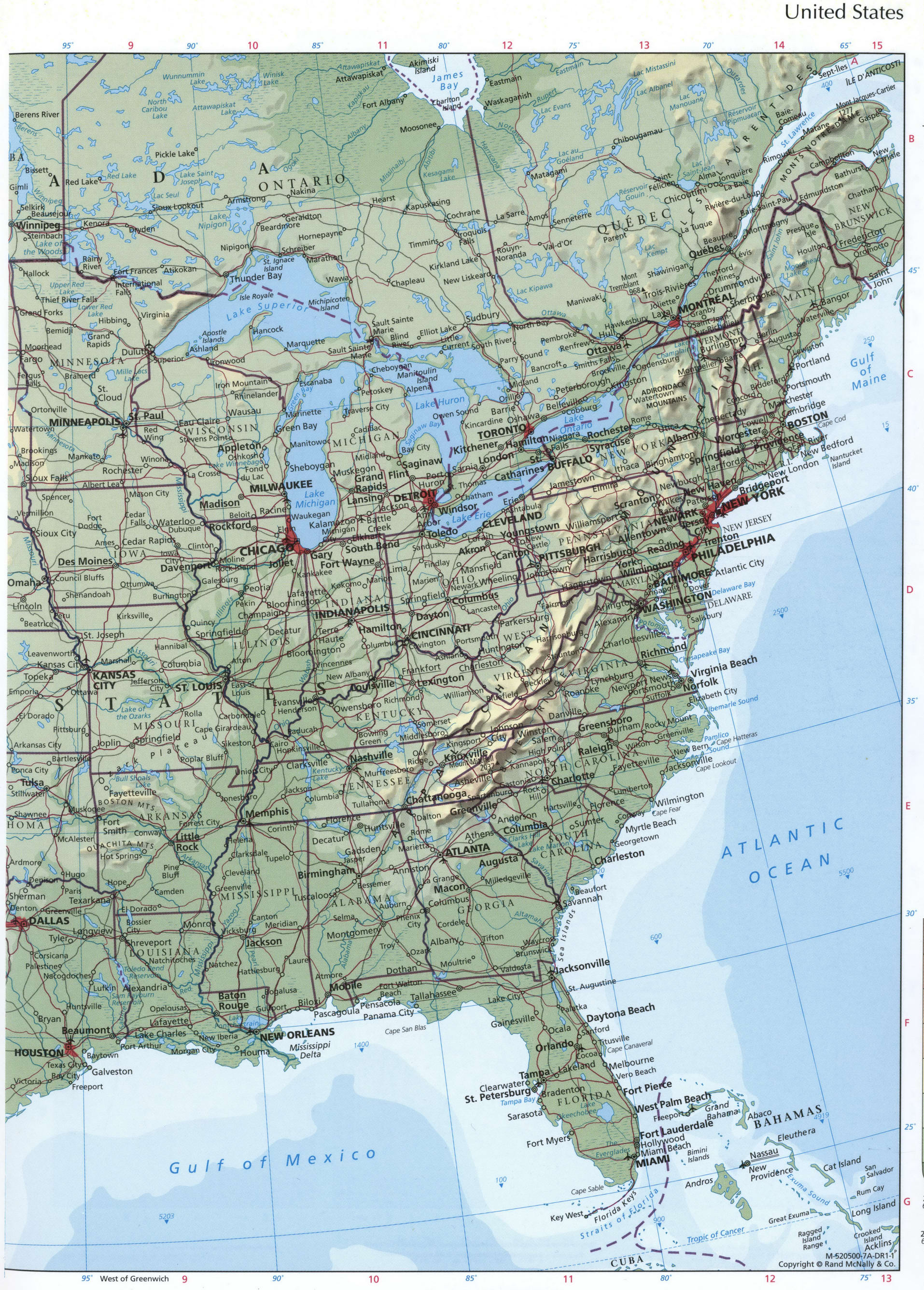 East USA map