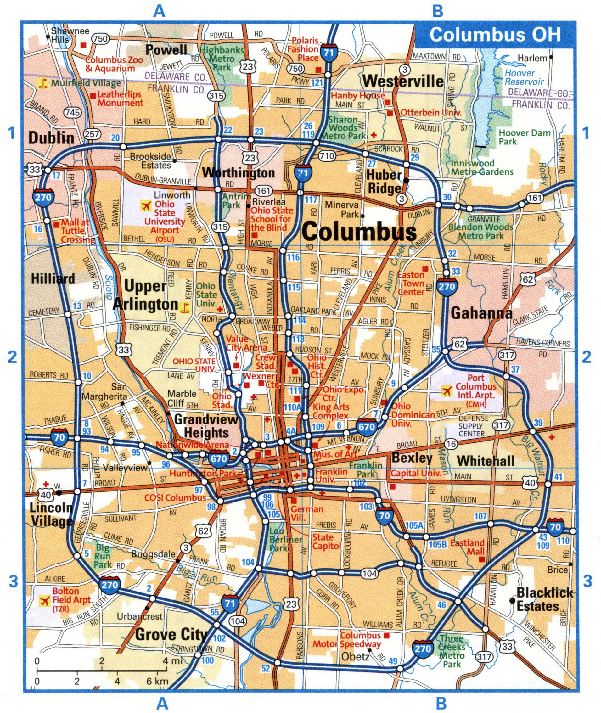 Columbus city interstate highway map