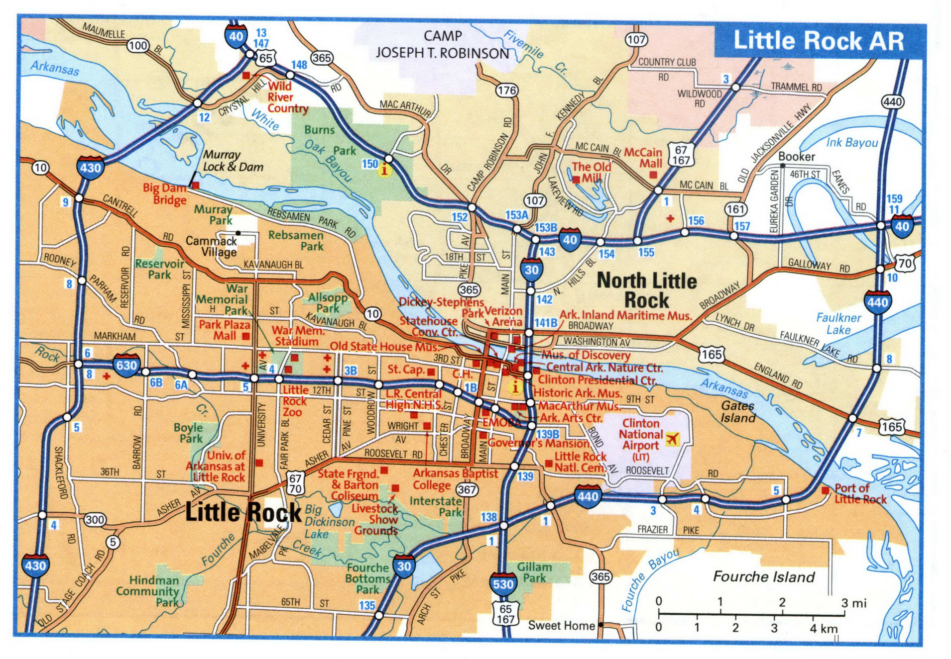 Little Rock city interstate highway map