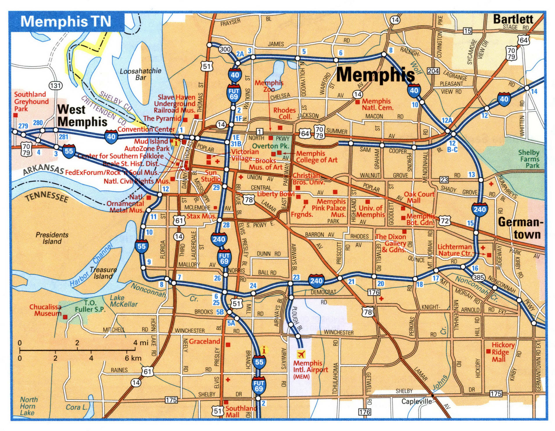 Memphis city interstate highway map