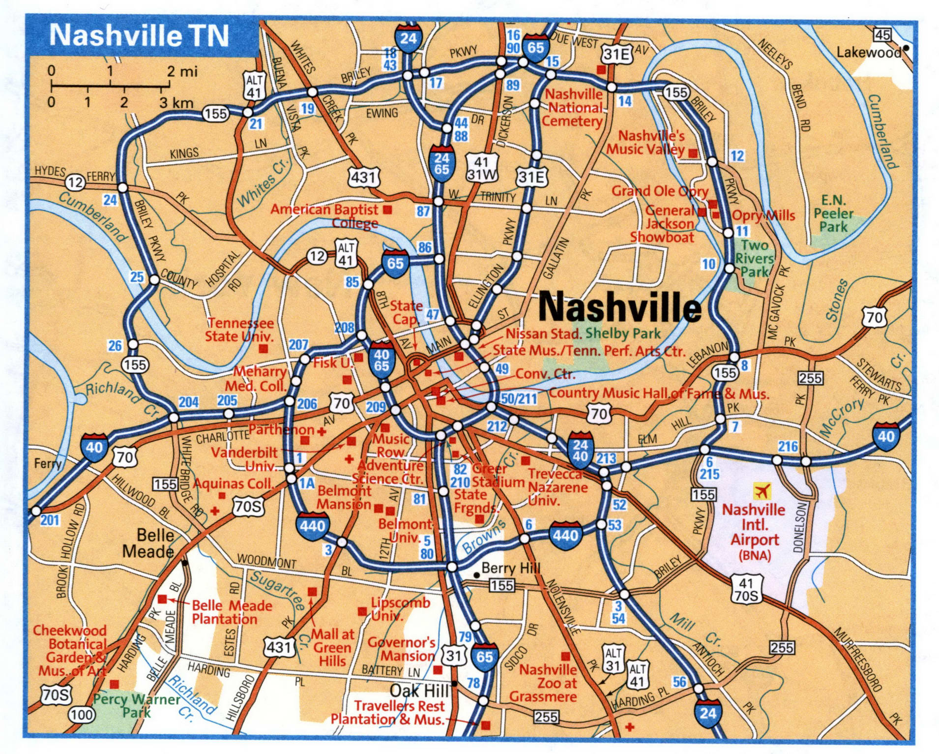 Nashville city interstate highway map