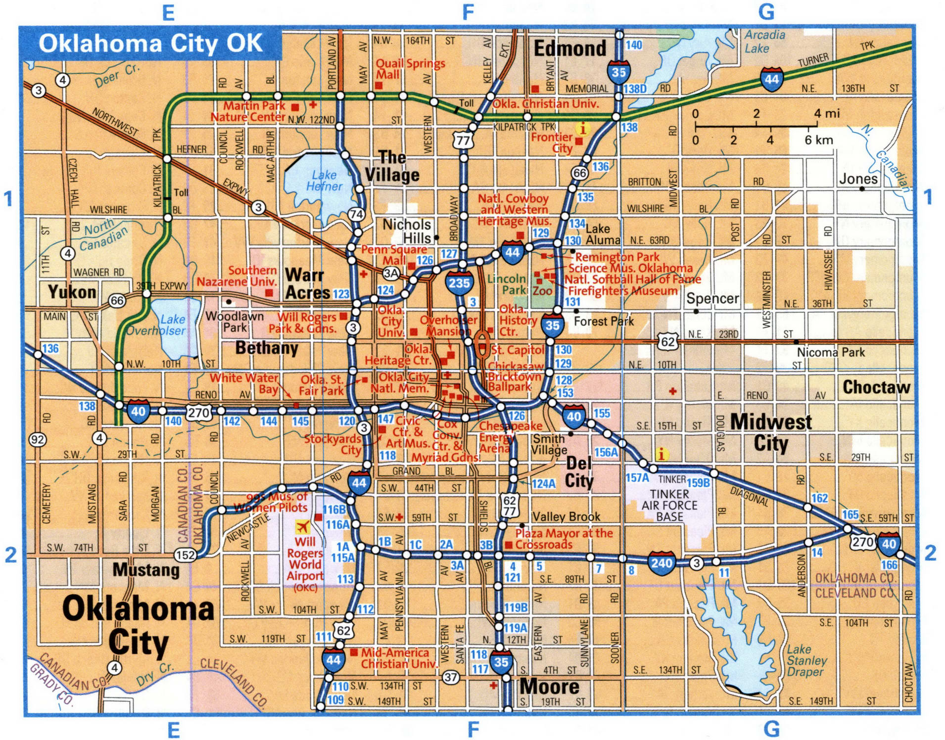 Oklahoma City interstate highway map road free toll I35, I40, I44, I235 ...