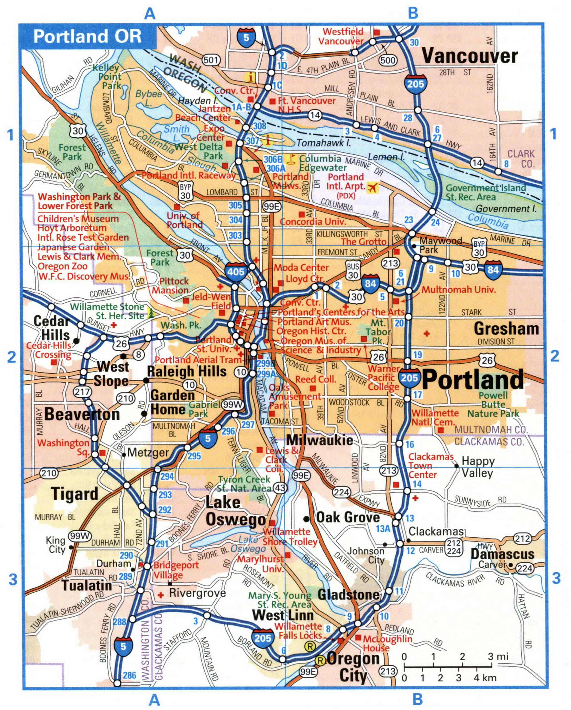 Portland city interstate highway map