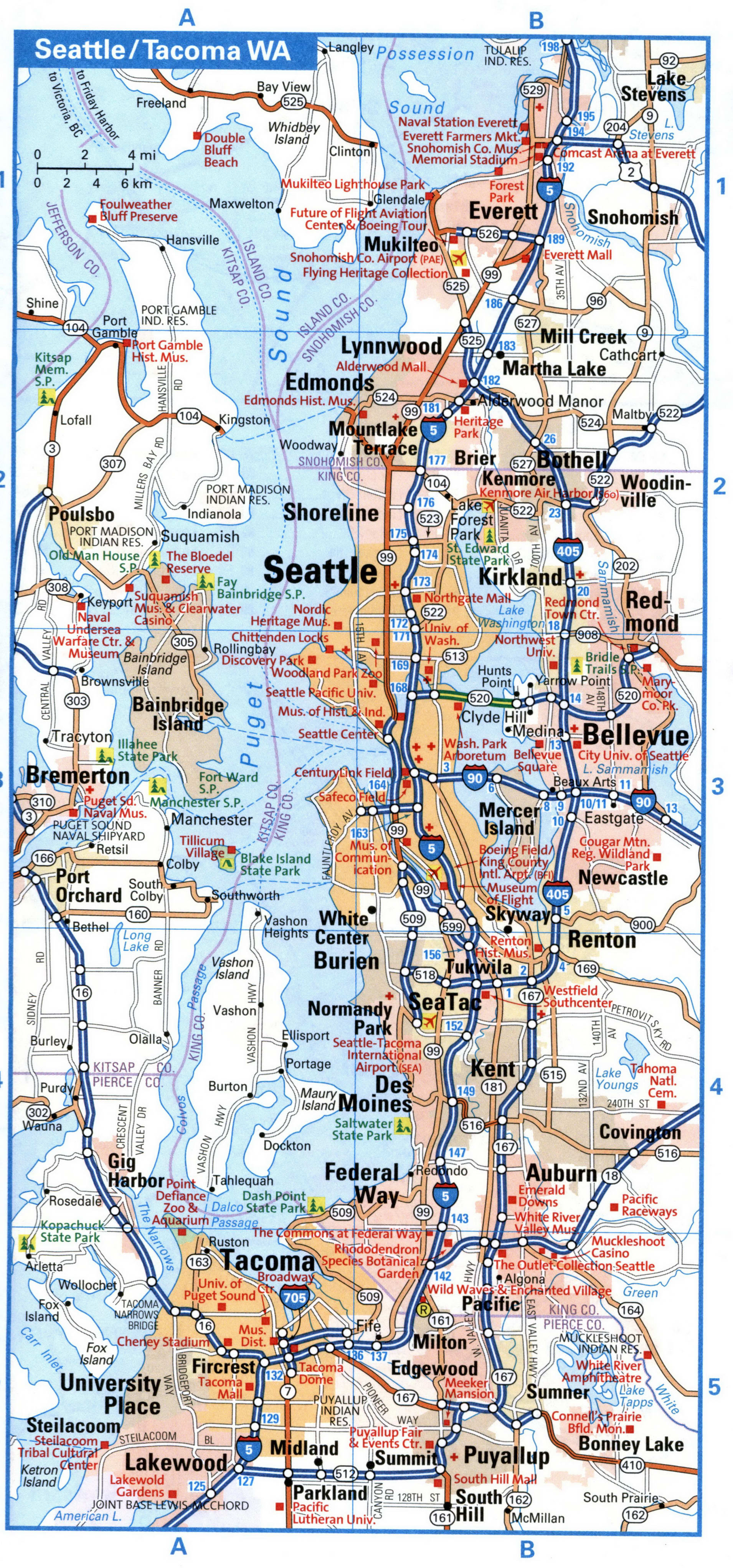 Seattle city interstate highway map