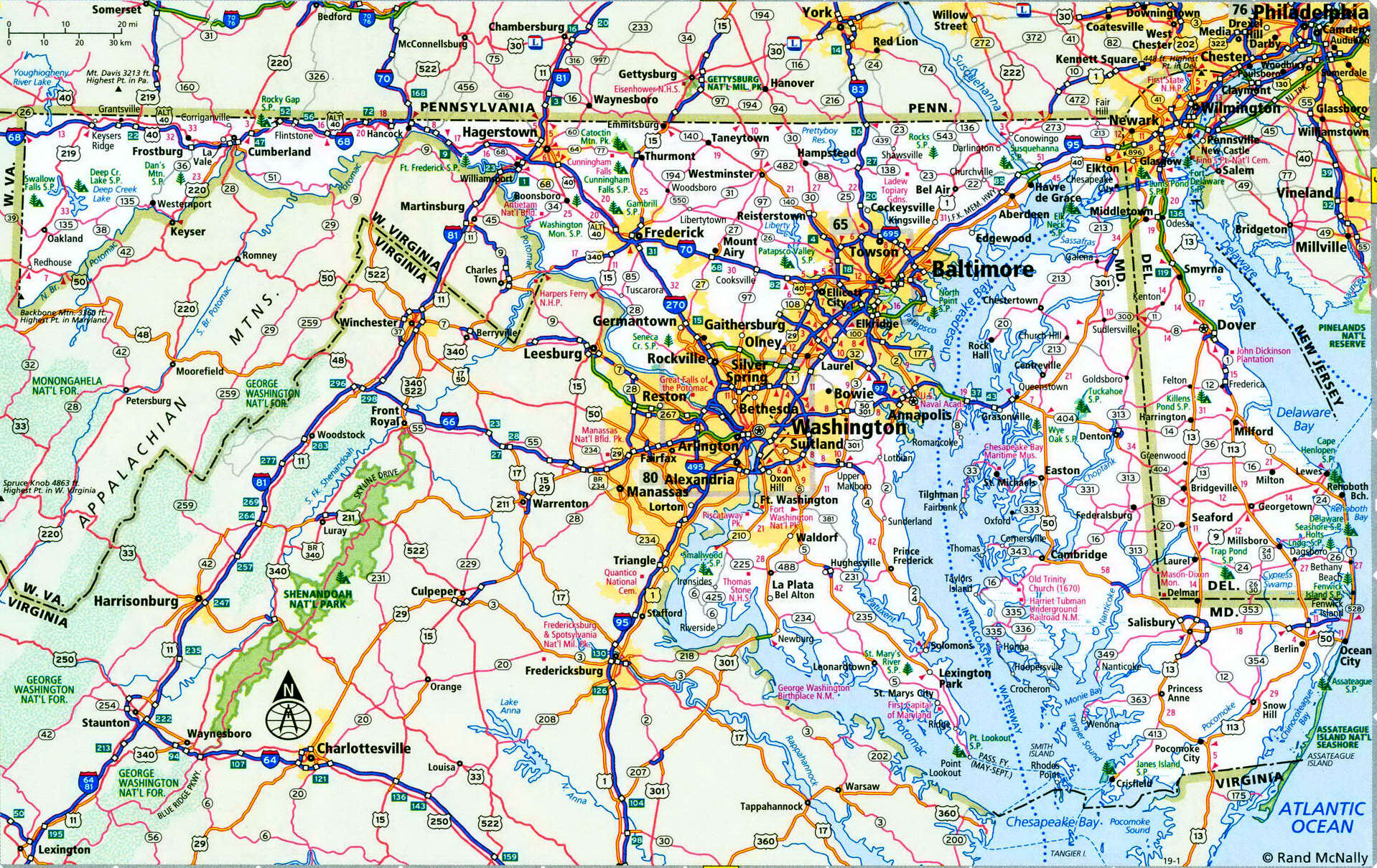 Maryland Delaware interstate highways map I-68 I-70 I-95 I-270 road ...