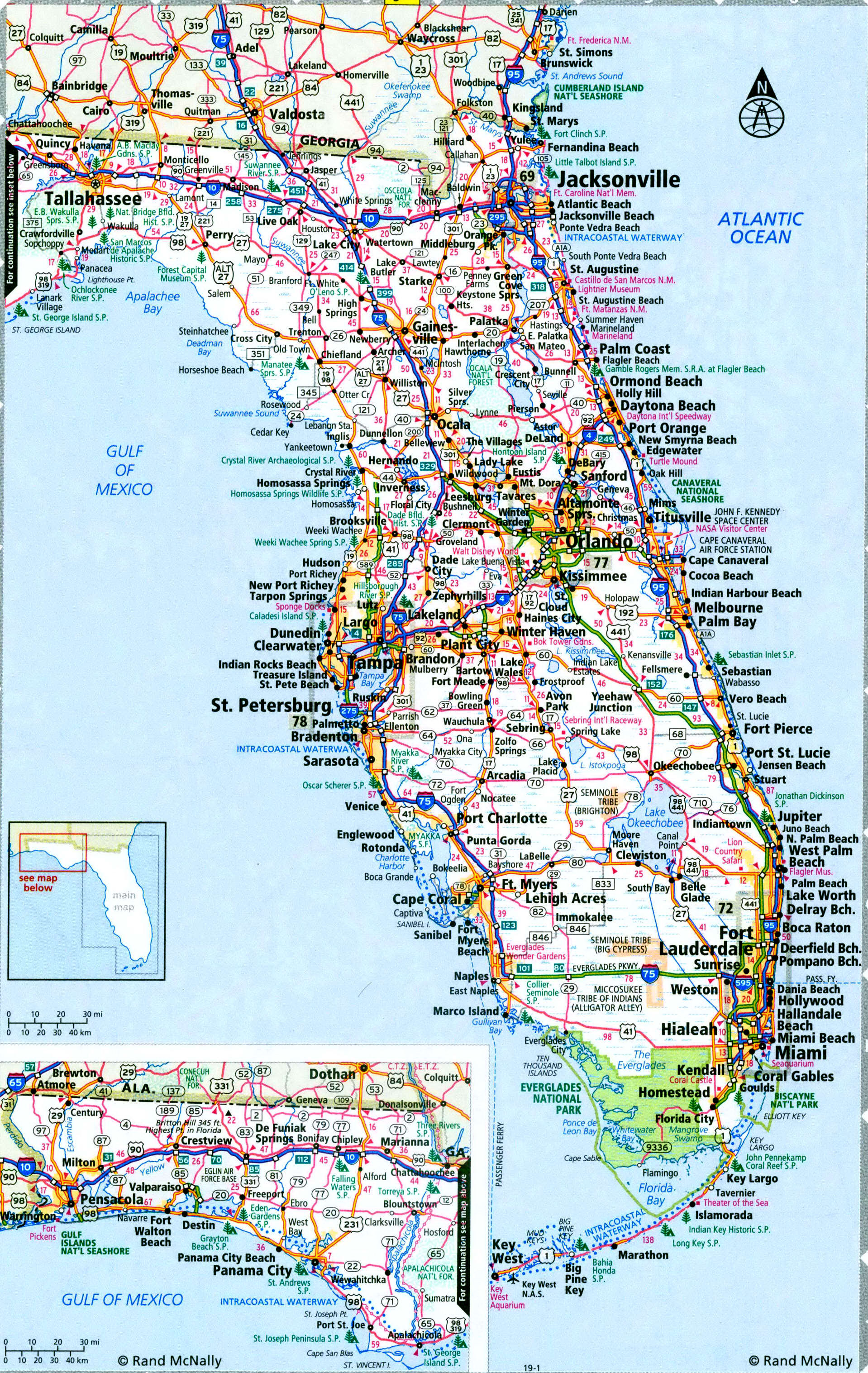 Florida interstate highways map I-4 I-10 I-75 I-95 road state free ...