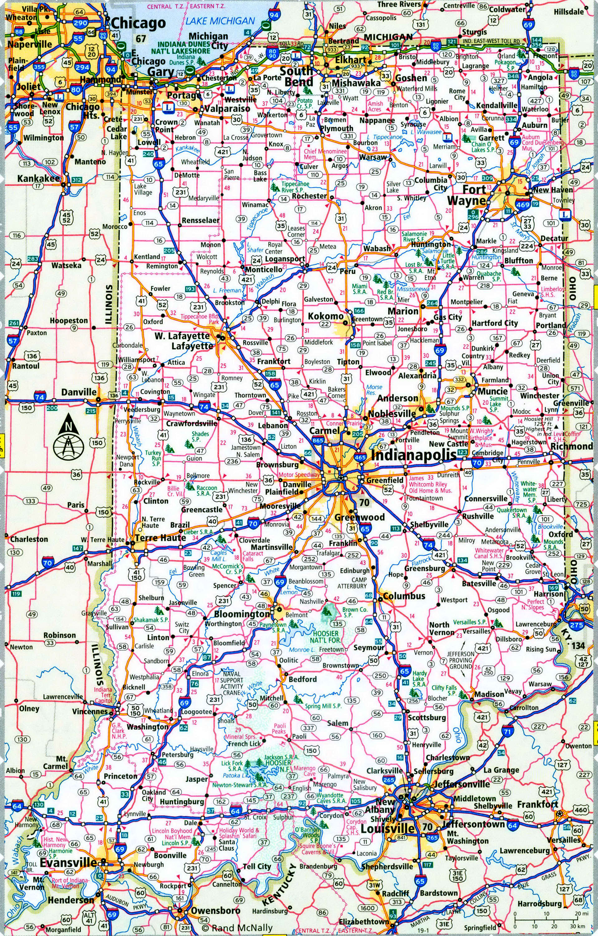 Indiana interstate highways map I-64 I-65 I-69 I-70 I-74 I-80 free road ...