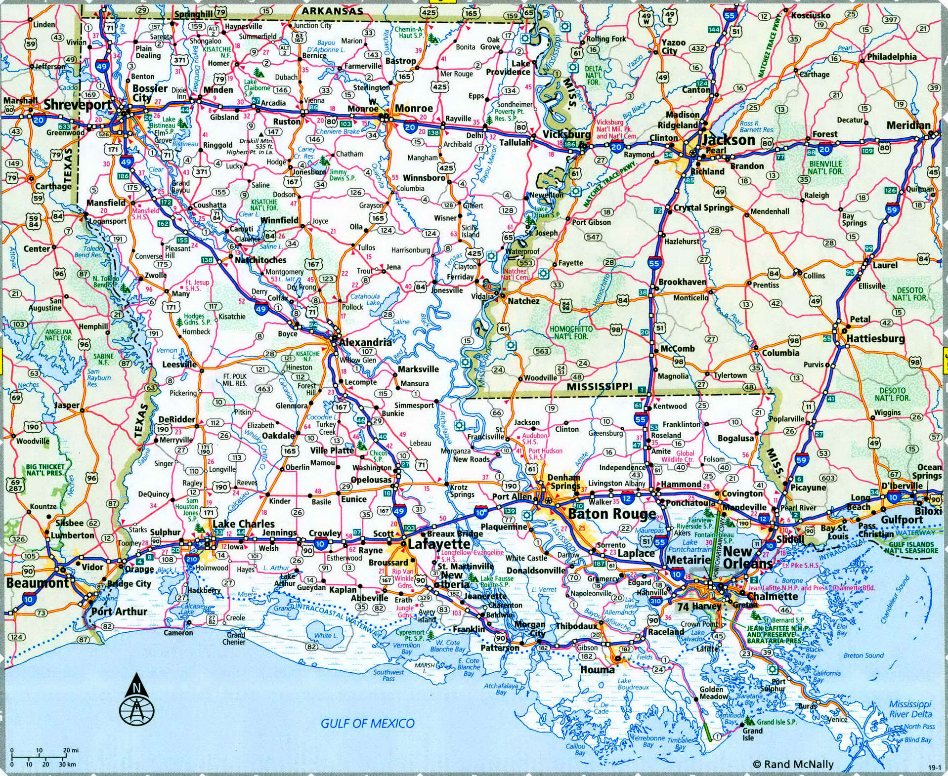 Louisiana Interstate Highway Map I 10 I 12 I 20 I 49 I 55 Road Free