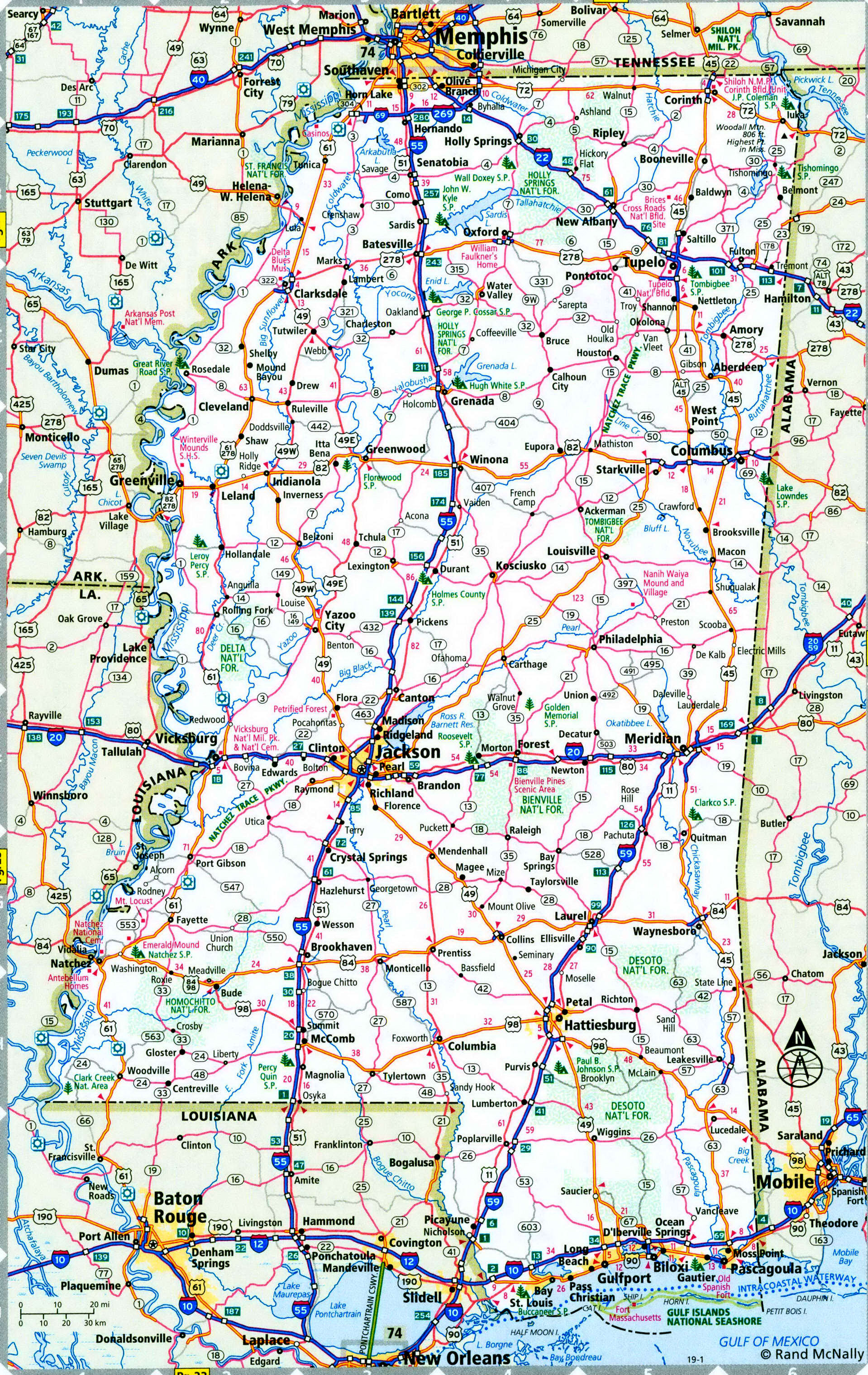 Mississippi Interstate Highway Map I 10 I 20 I 22 I 55 I 59 Road Free State Number Us 0970