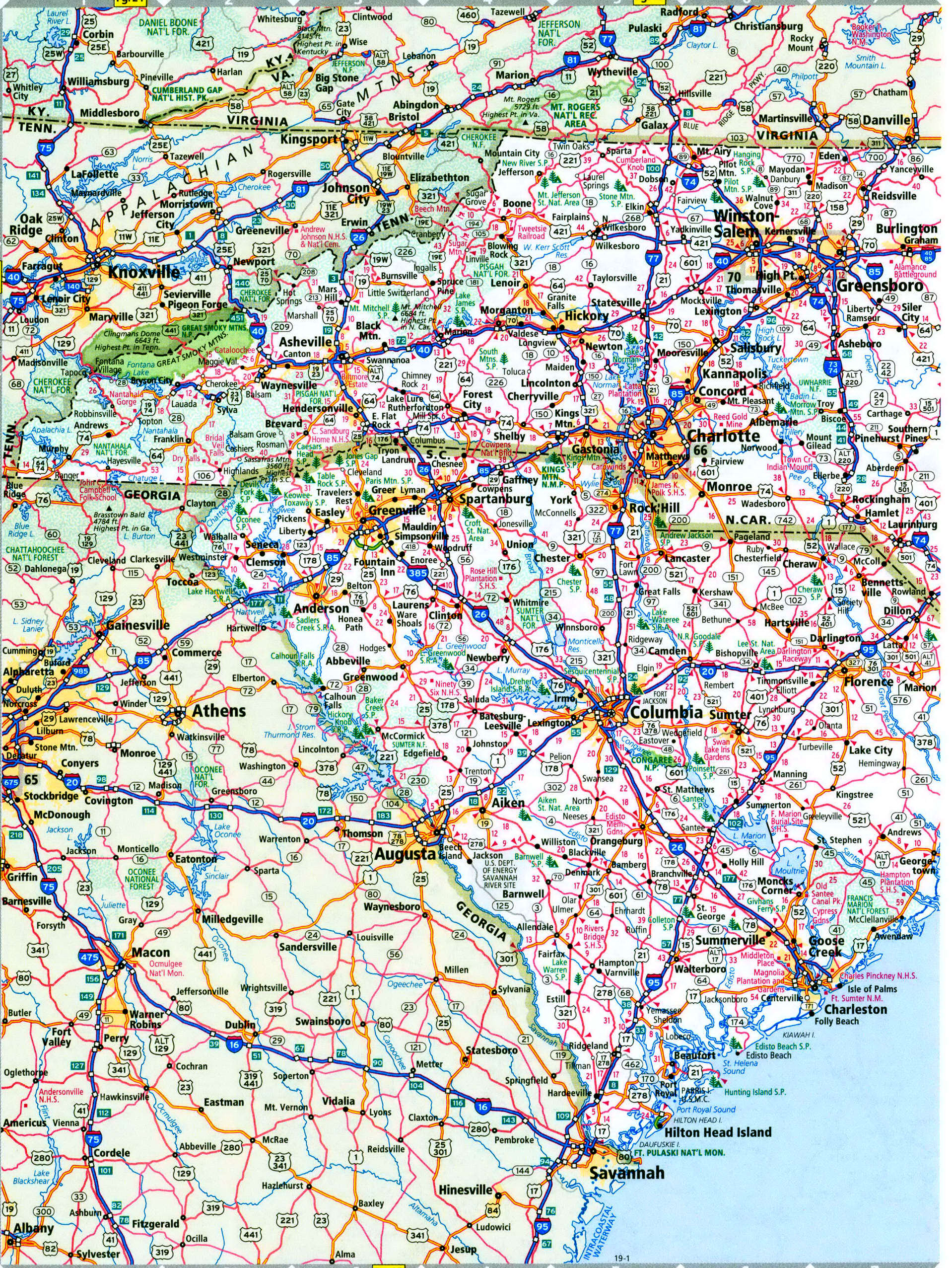 South Carolina North Carolina interstate highway map I-20 I-26 I-77 I ...