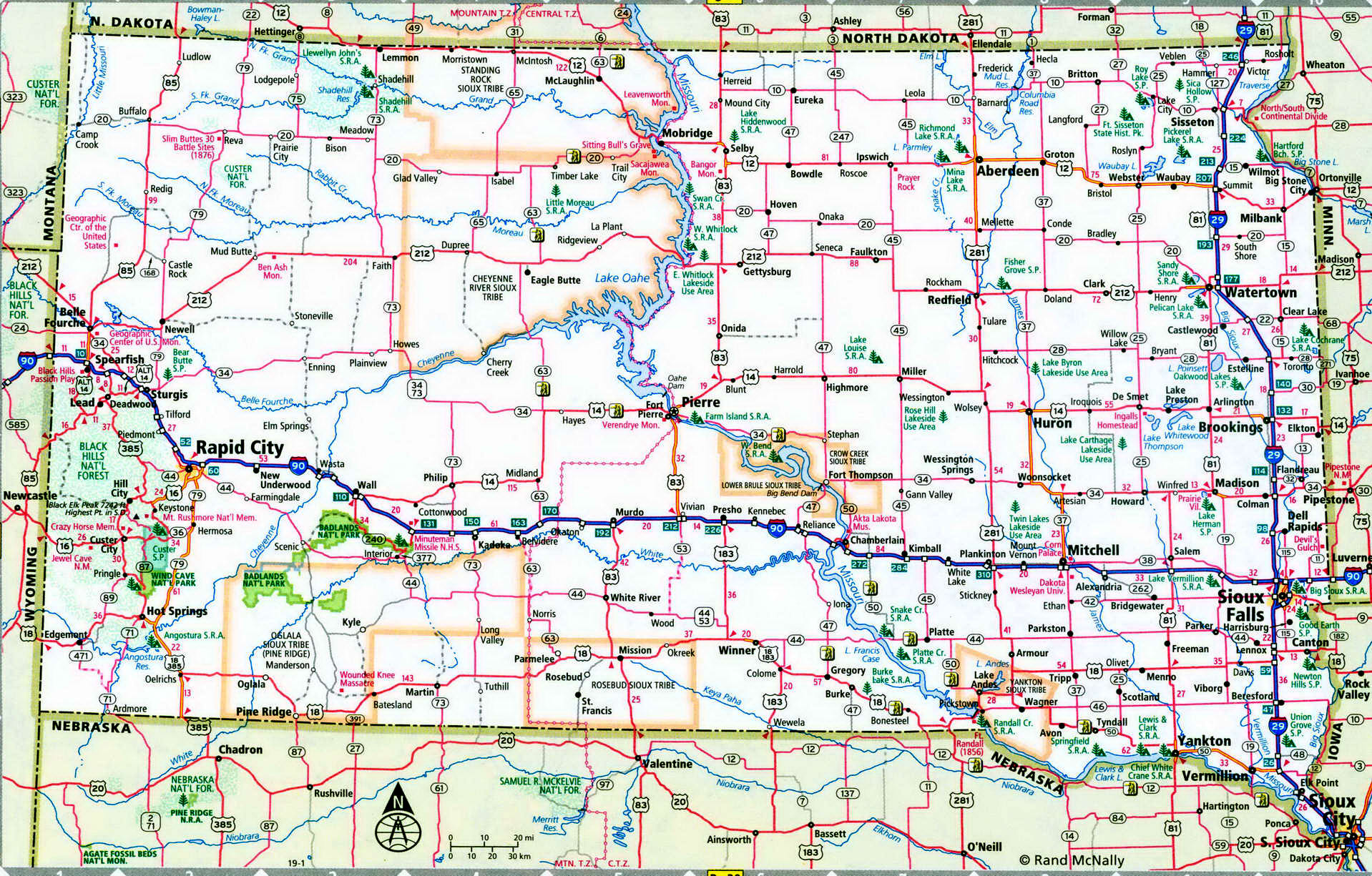 South Dakota interstate highway map