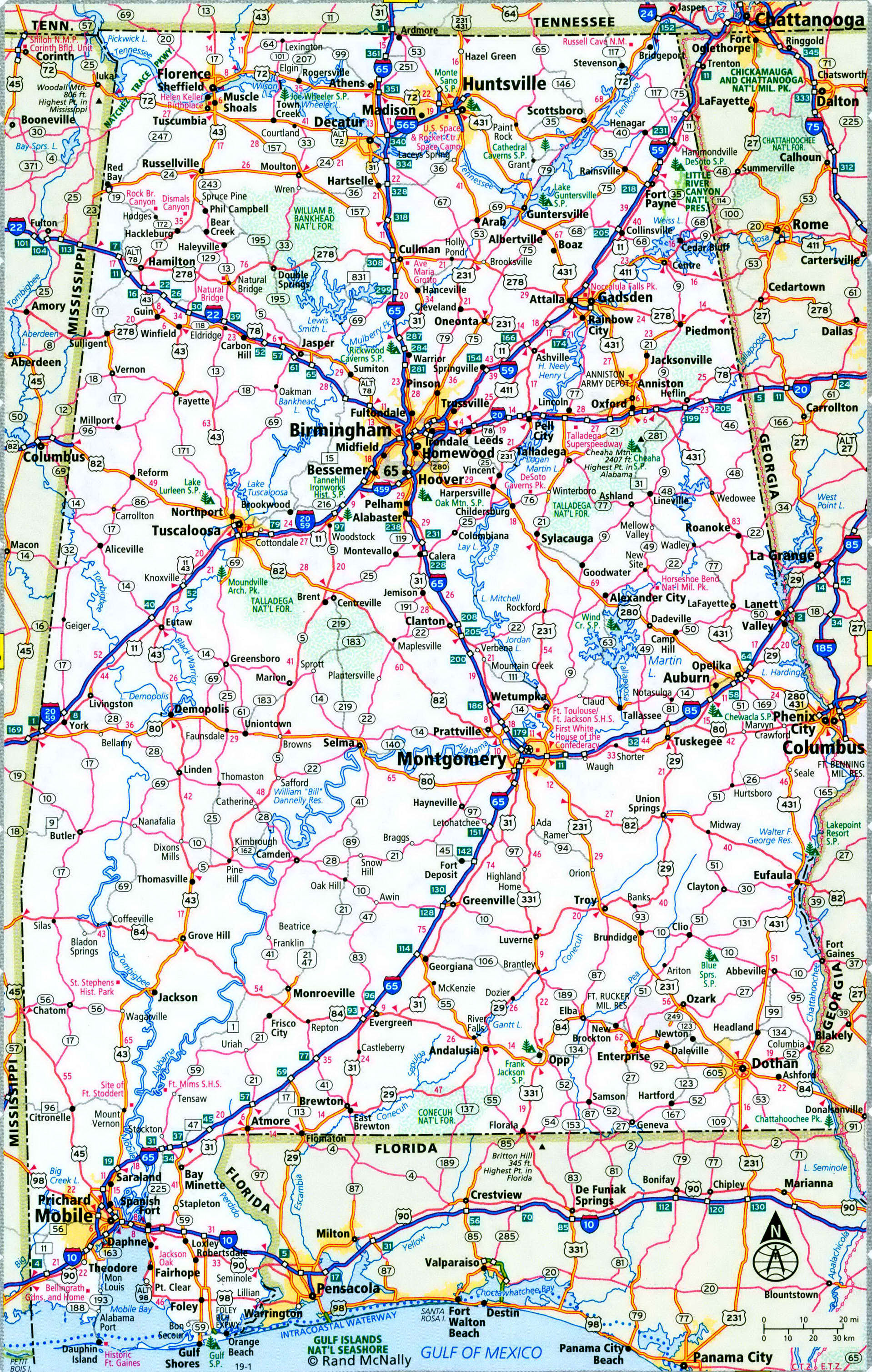 Alabama Interstate Highways Map I 10 I 20 I 22 I 59 I 65 I 85 Road State Free County Us 6338