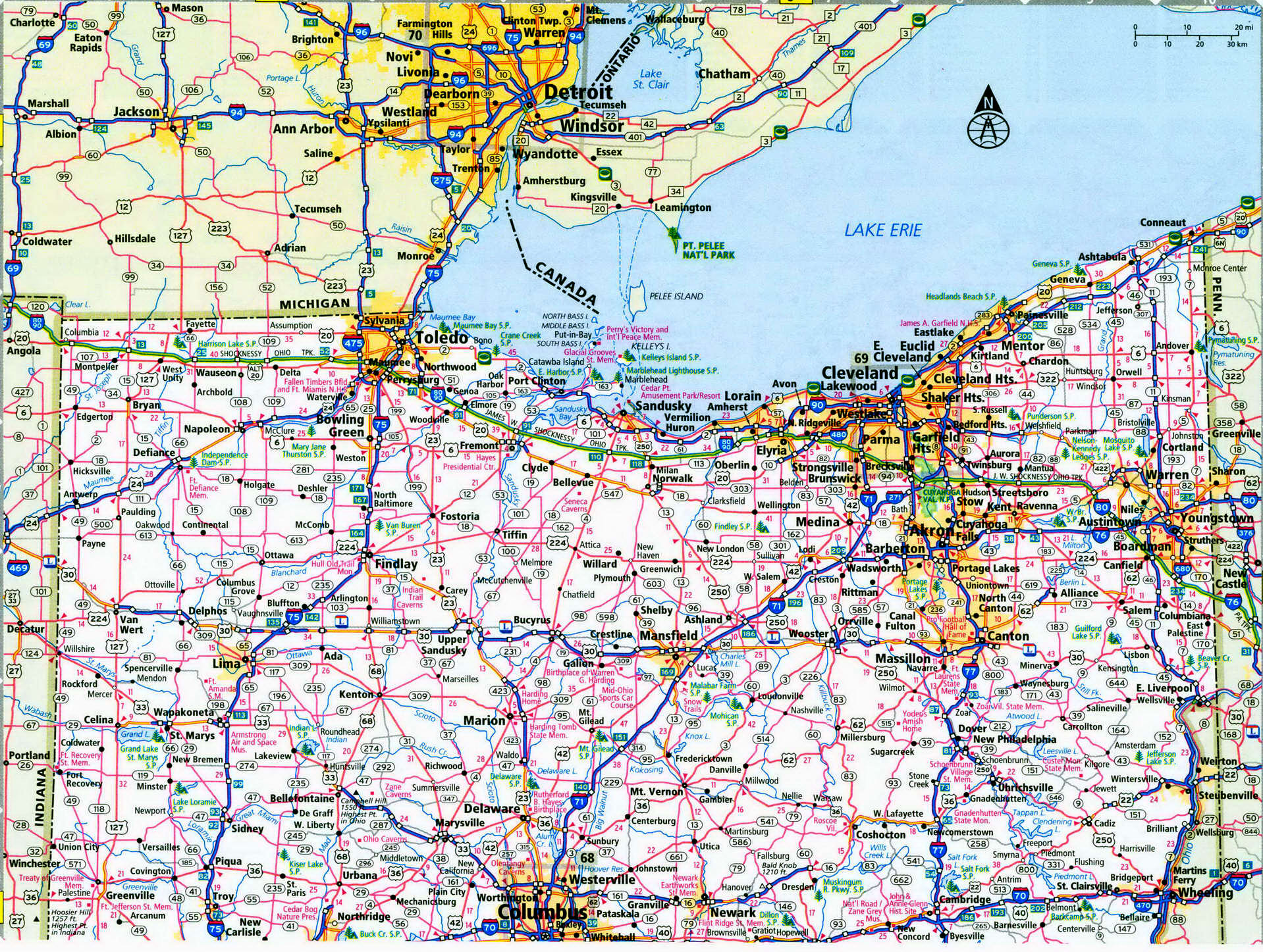 Ohio Interstate Highway Map I 70 I 71 I 75 I 76 I 77 I 80 Free Road Map State Number Us 0864