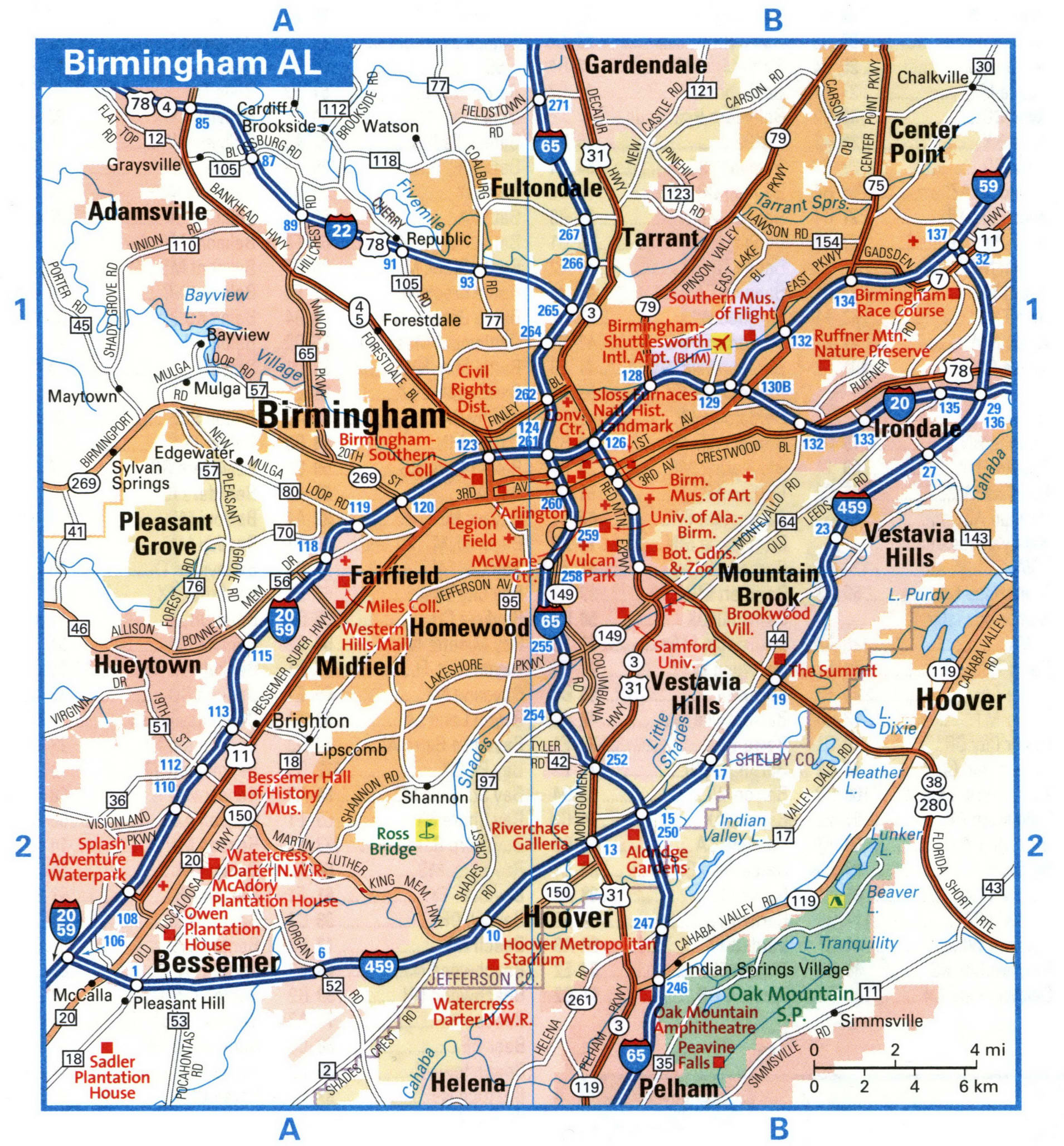 Birmingham city interstate highway map