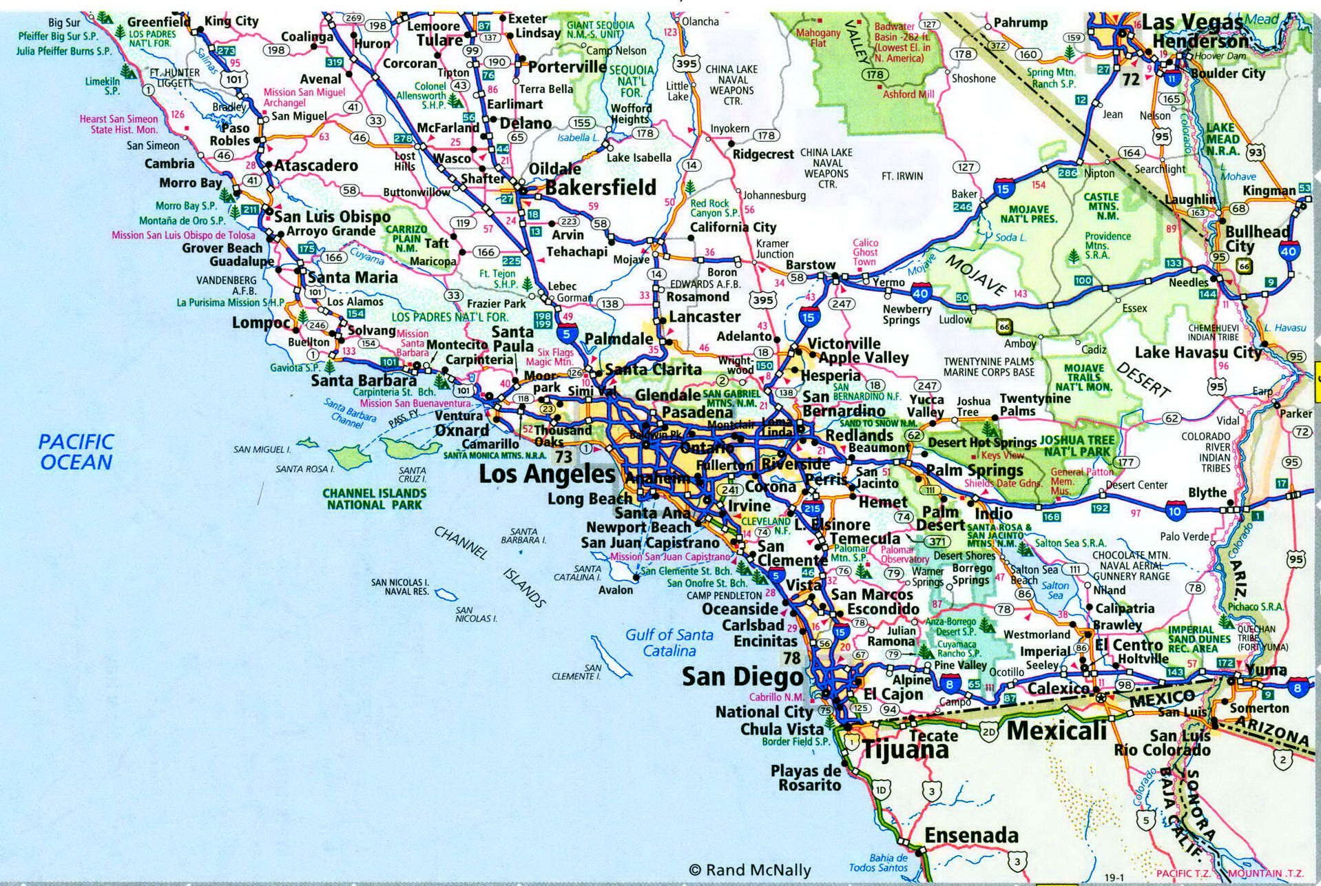 California and Nevada road map