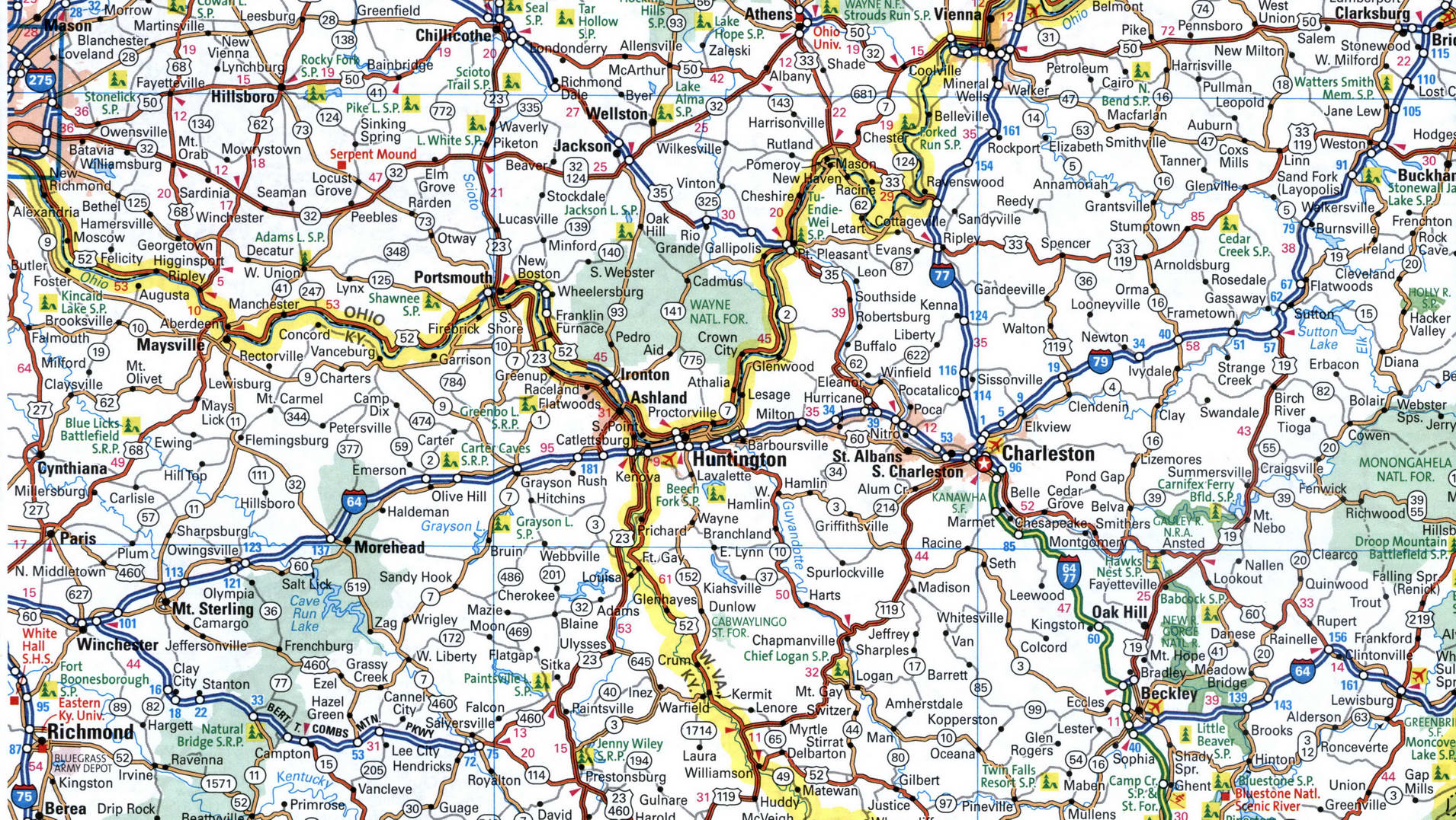 Map route interstate highway I-64 Missouri, Illinois, Indiana, Virginia ...