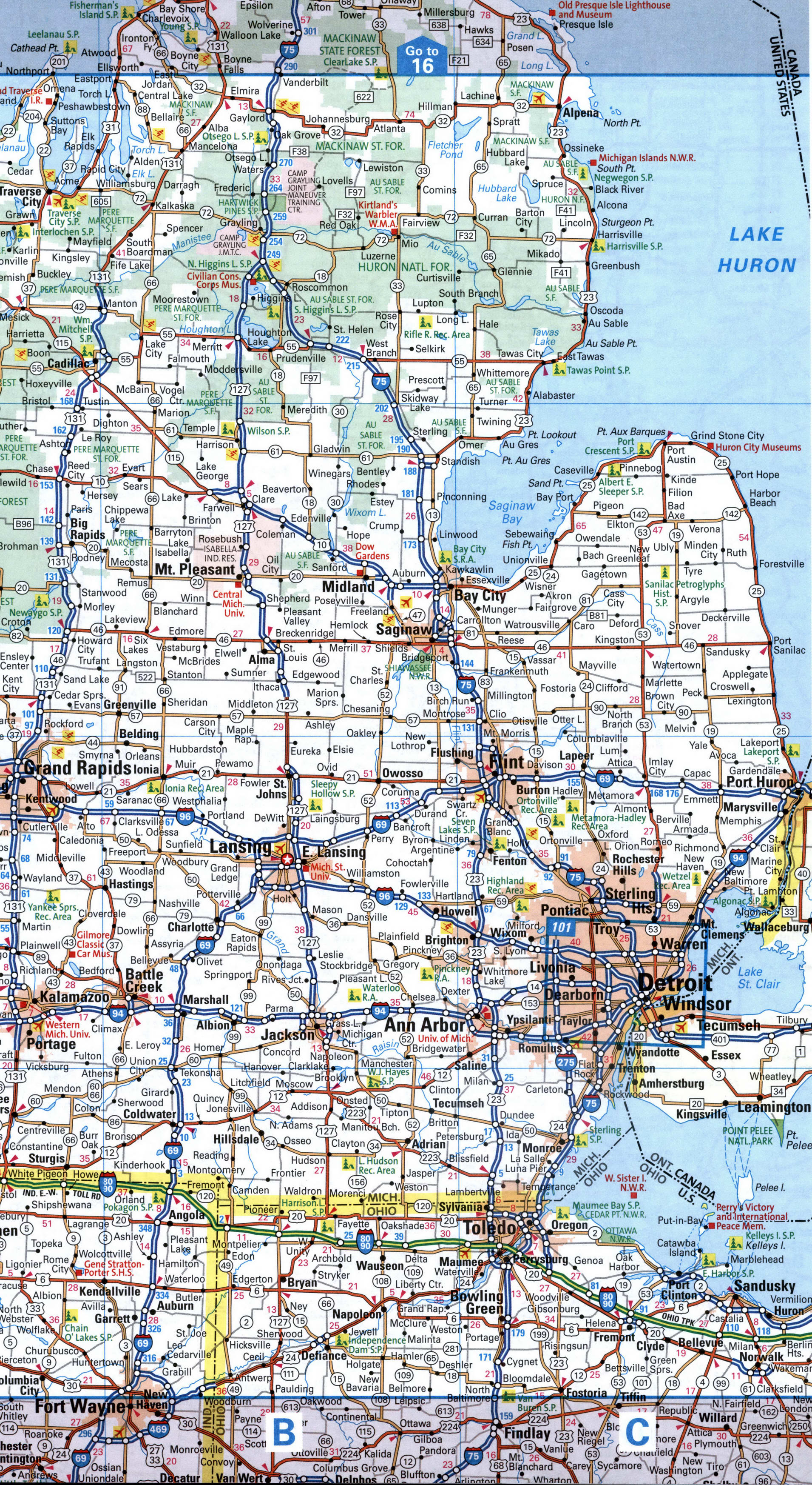 Map I75 interstate highway via Florida, Tennessee, Kentucky