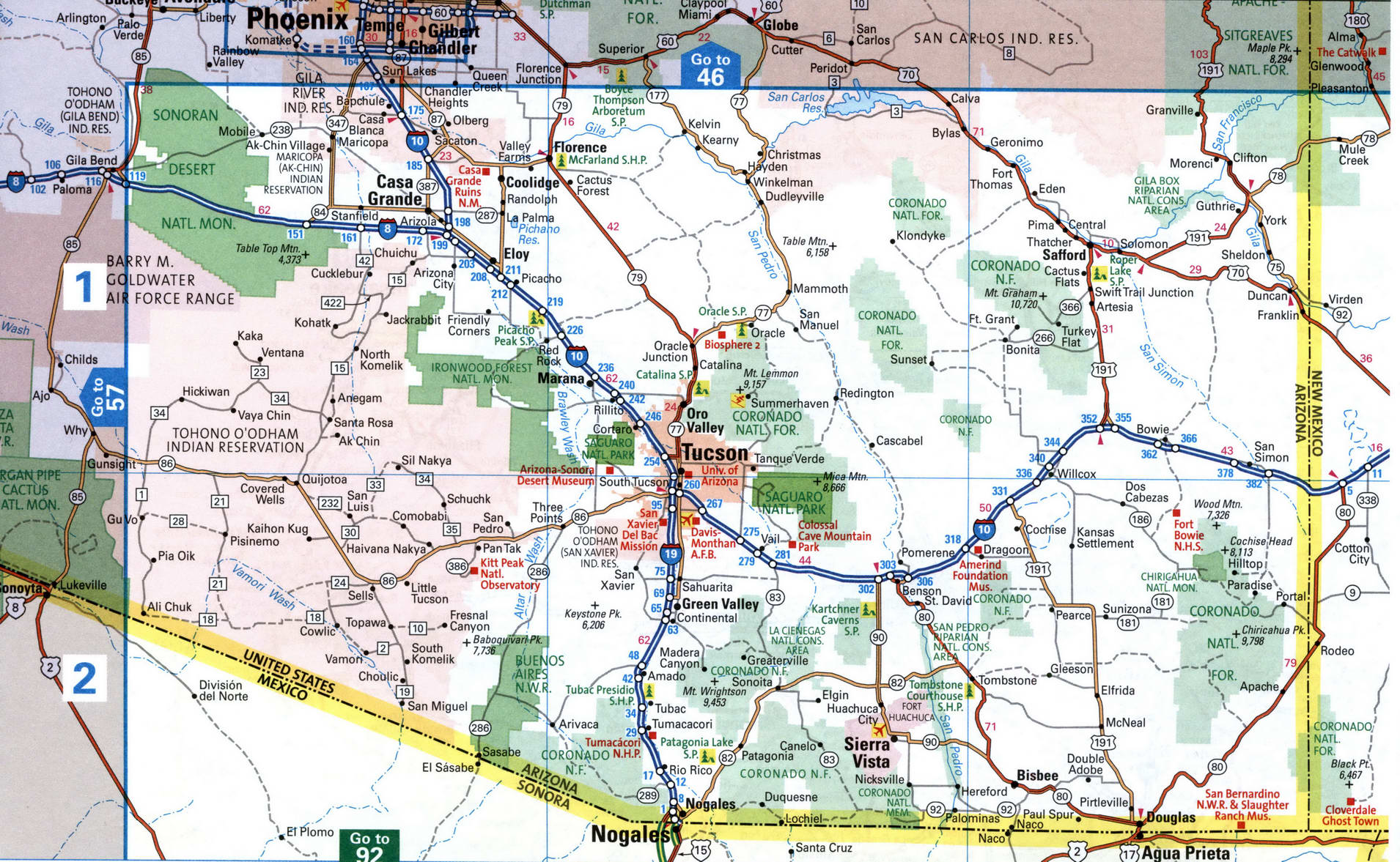 Map I-8 interstate highway California Arizona interchange exit number ...