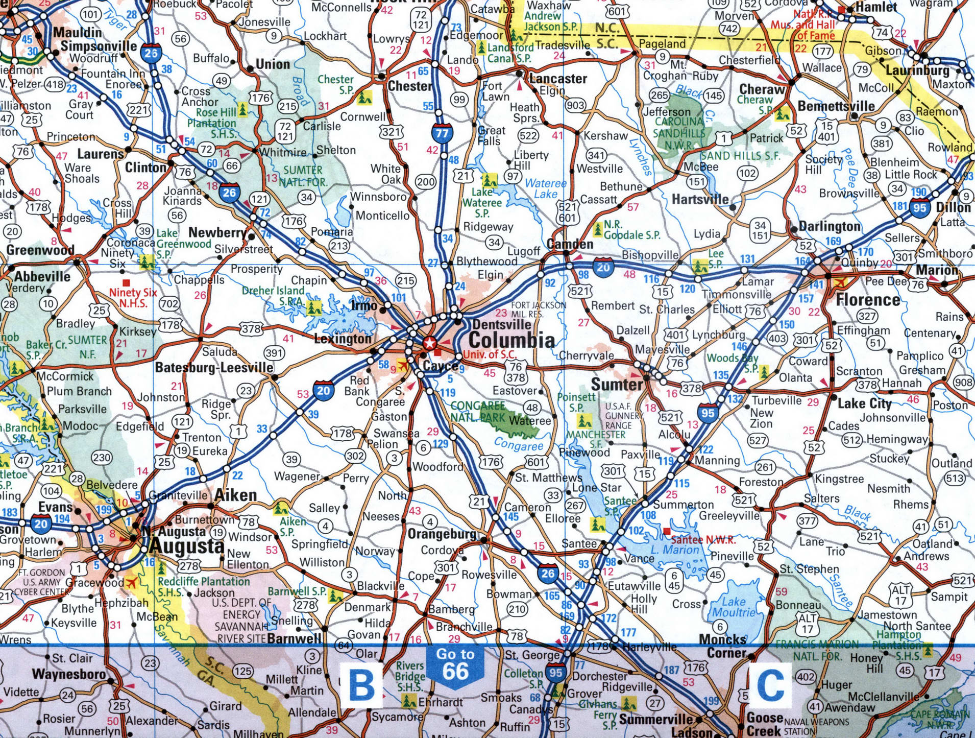 Map I-95 interstate highway via Florida, New York, Maine interchange ...