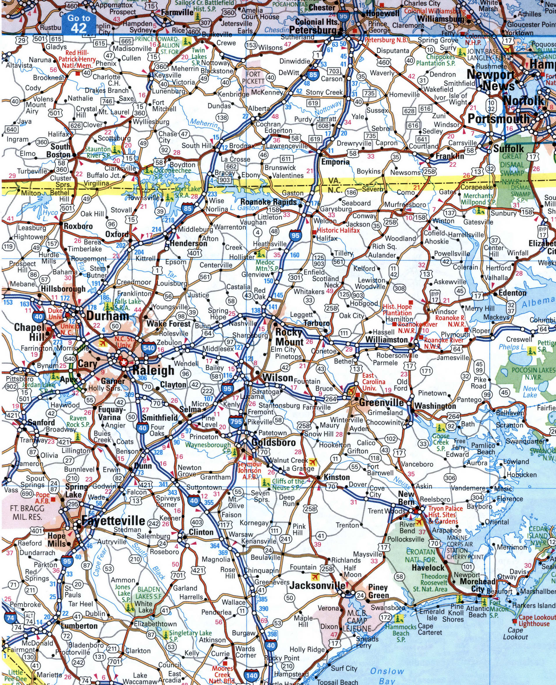 Map I-95 interstate highway via Florida, New York, Maine interchange ...