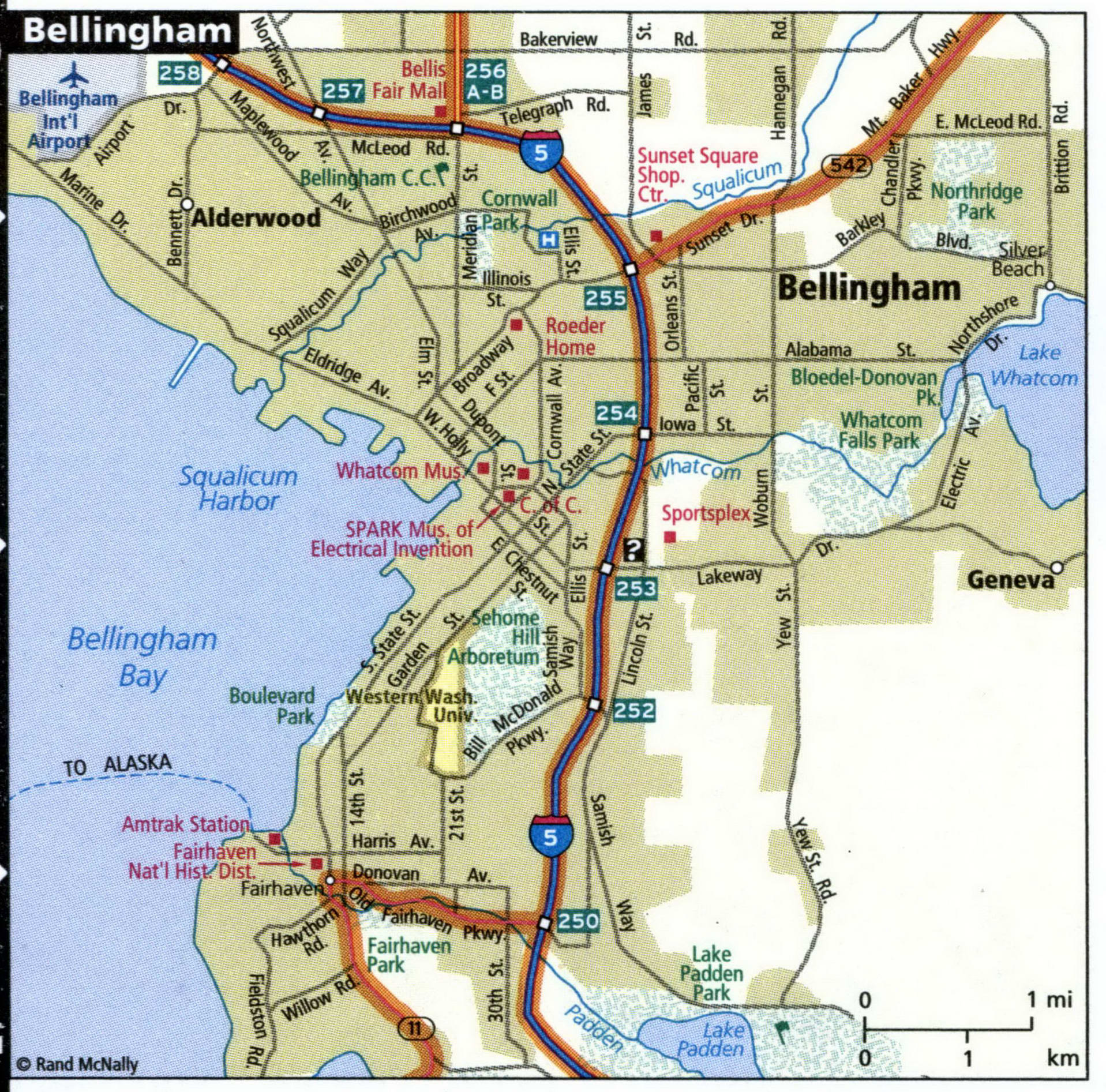 Bellingham city road map for truck drivers area town toll free highways 