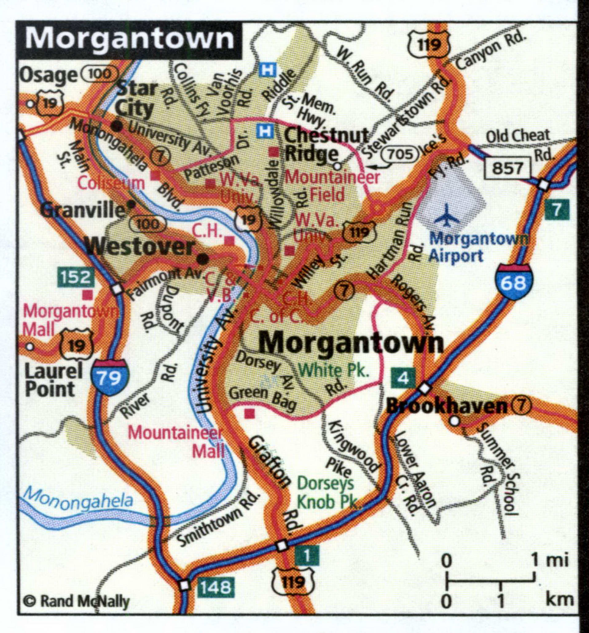 Morgantown city map for truckers