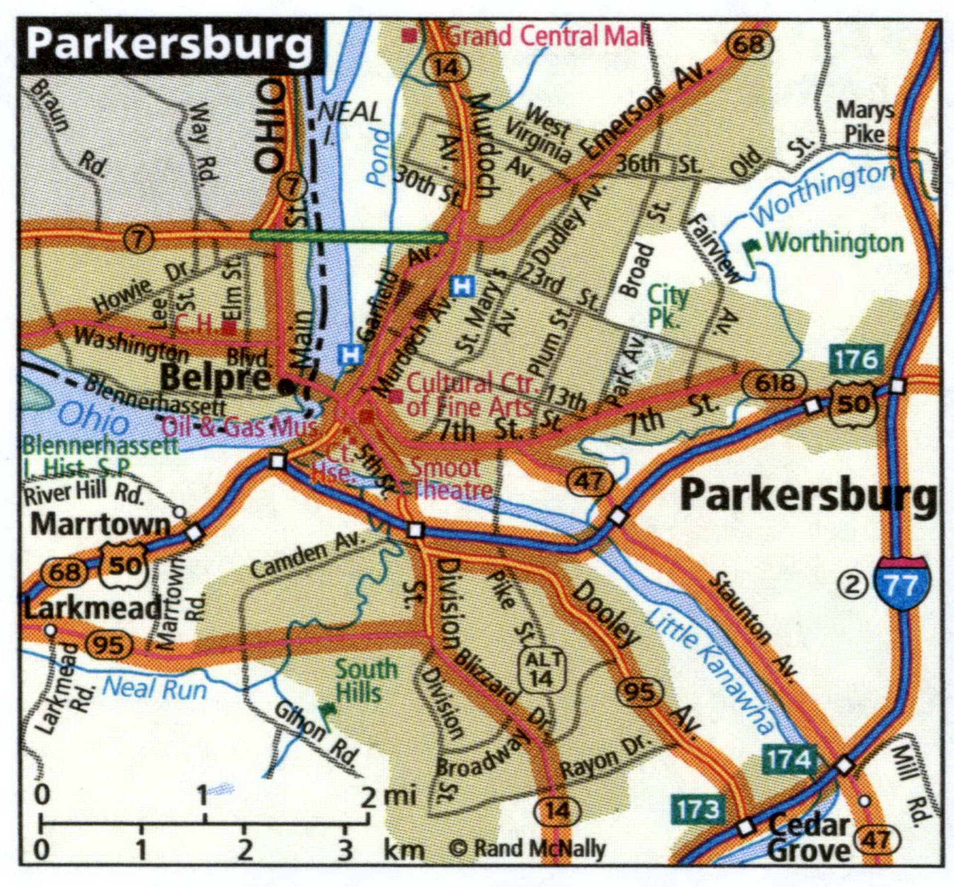 Parkersburg city map for truckers