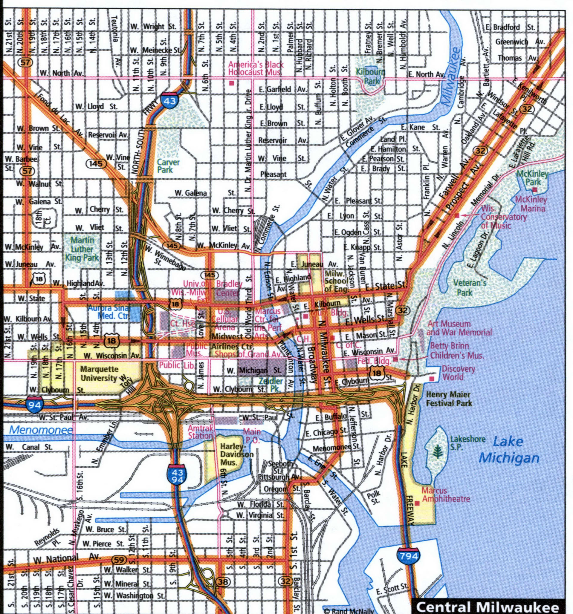 Central Milwaukee city map for truckers