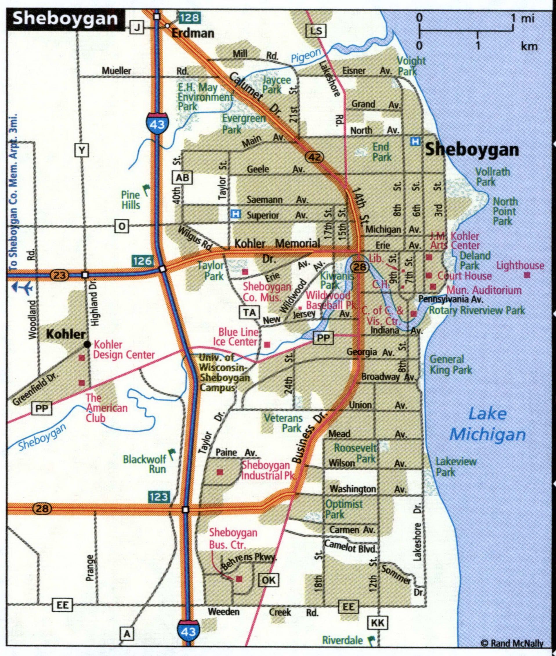 Sheboygan city map for truckers