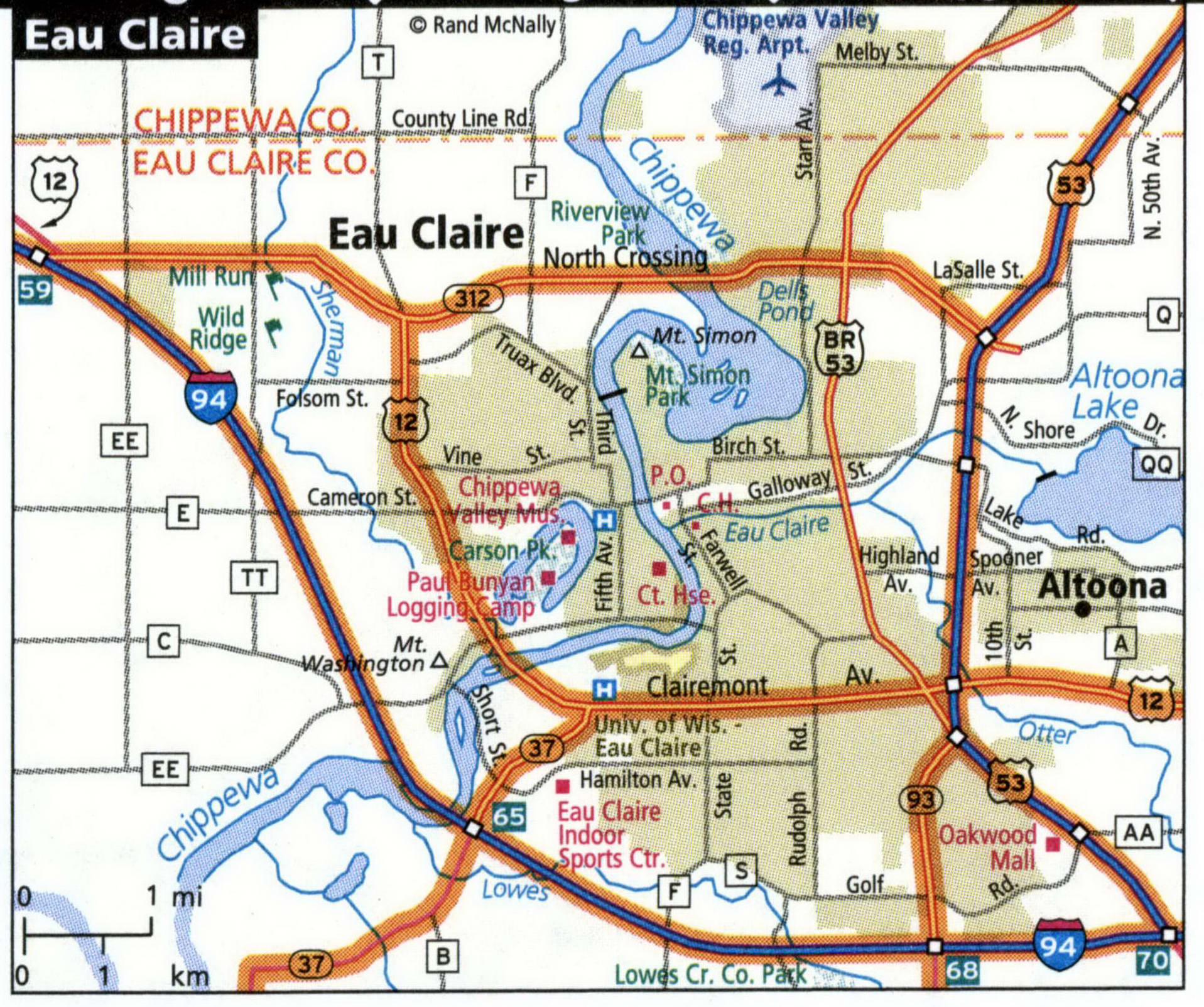 Eau Claire city map for truckers